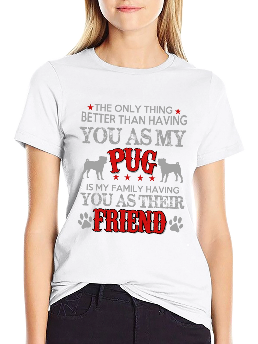 Camiseta Hombre Negra Diseño Pug Amigo