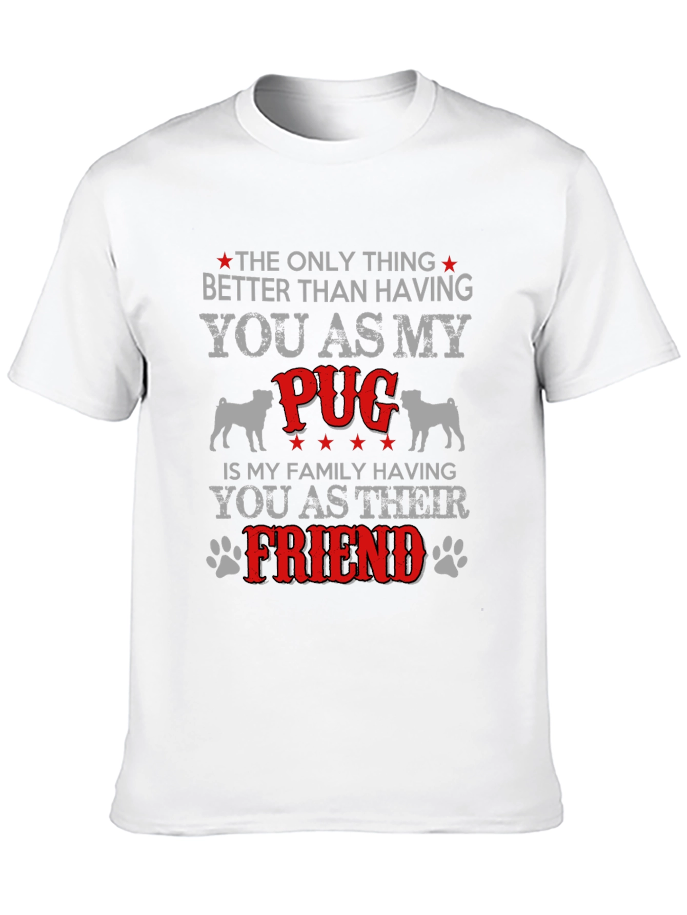 Camiseta Hombre Negra Diseño Pug Amigo