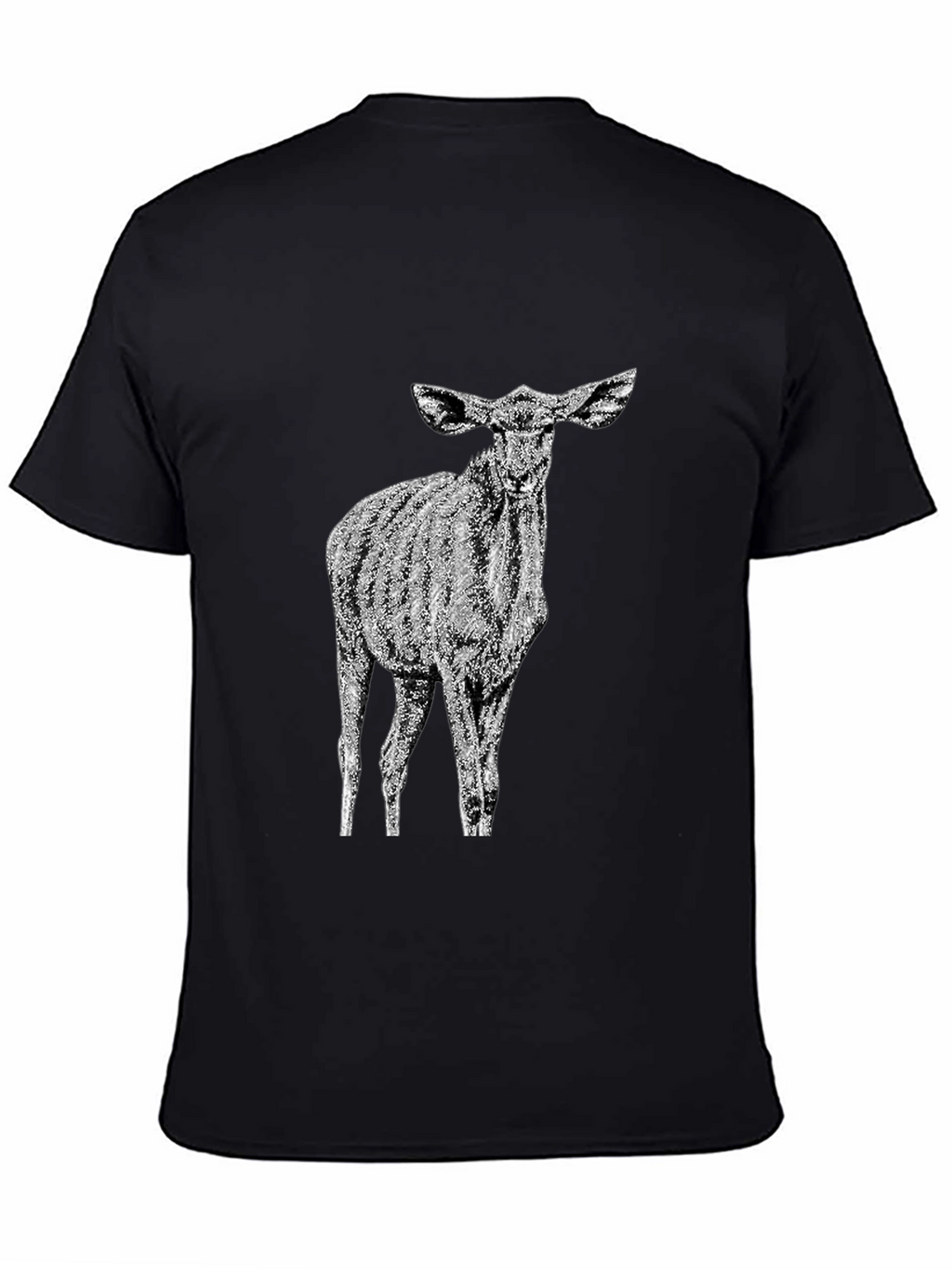 Camiseta Negra con Diseño de Ciervo Abstracto