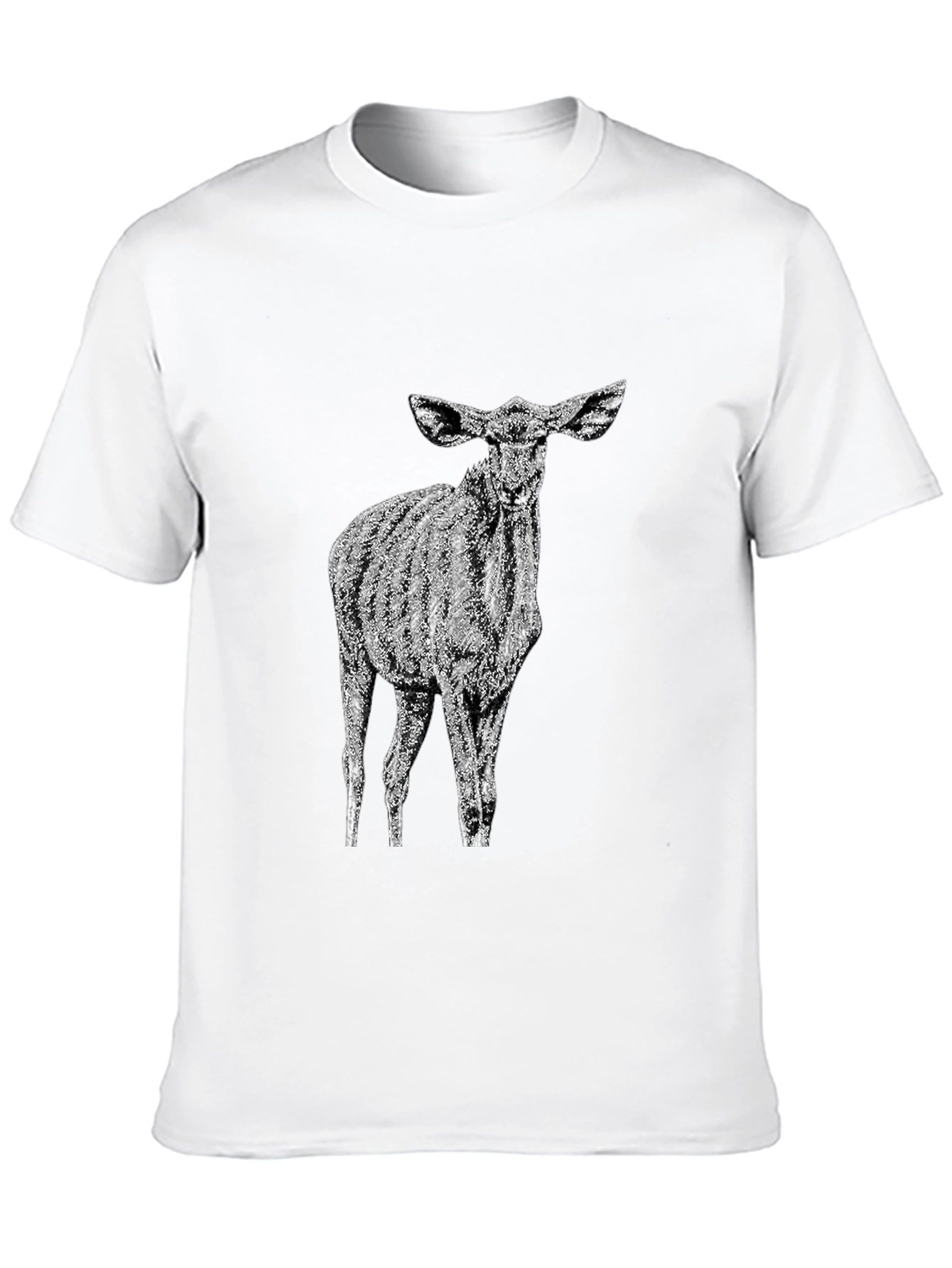 Camiseta Negra con Diseño de Ciervo Abstracto