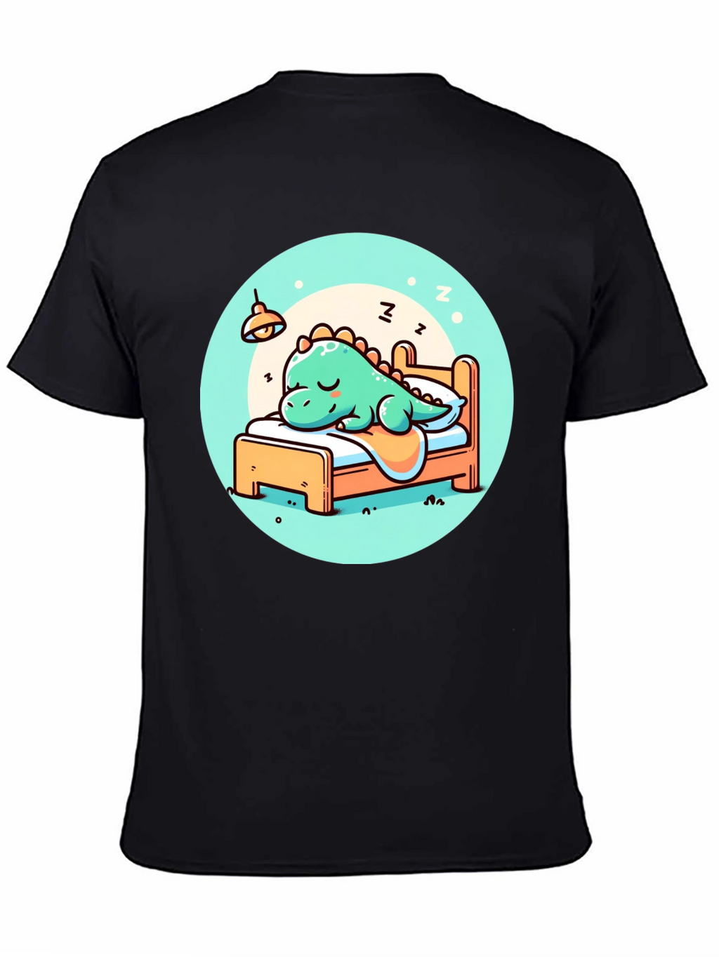 Camiseta Negra con Diseño de Dinosaurio Durmiente