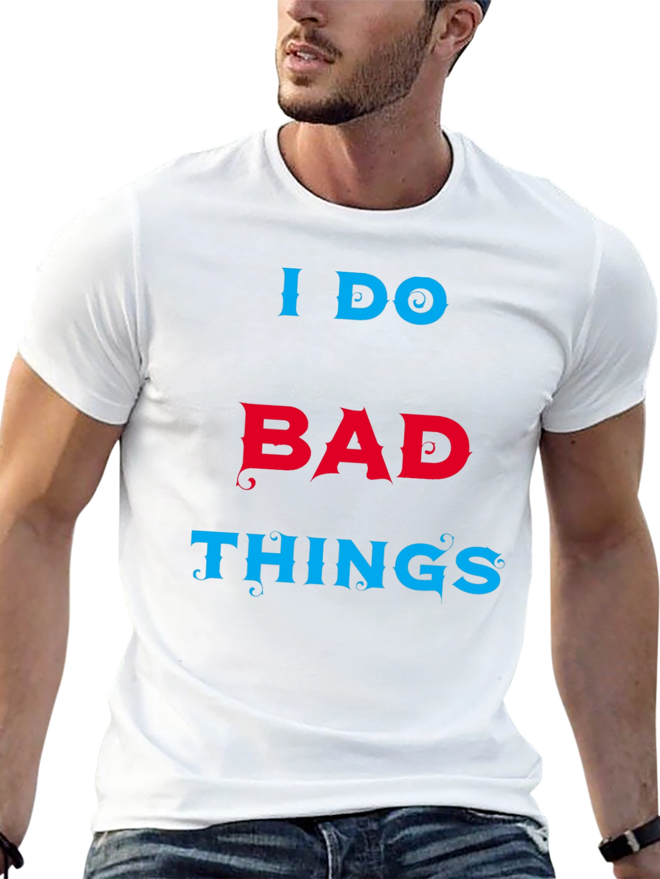 Camiseta Hombre Negra con Texto I DO BAD THINGS