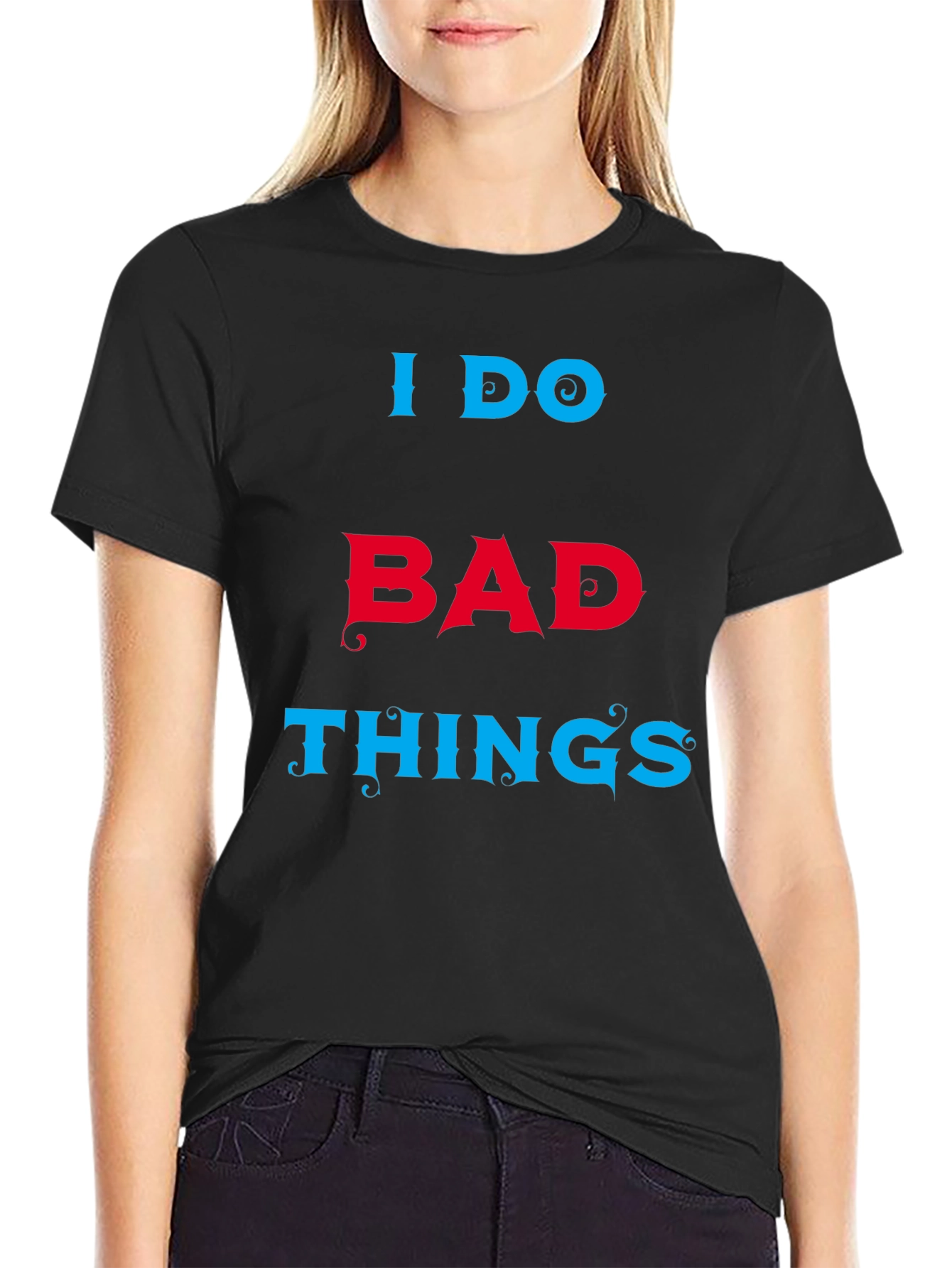Camiseta Hombre Negra con Texto I DO BAD THINGS