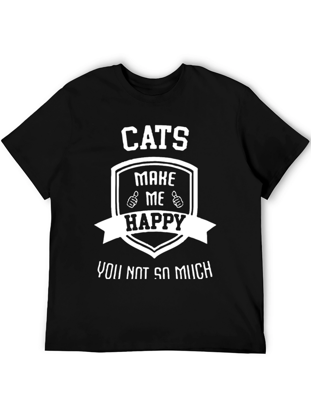Camiseta Negra con Diseño de Gatos Felices