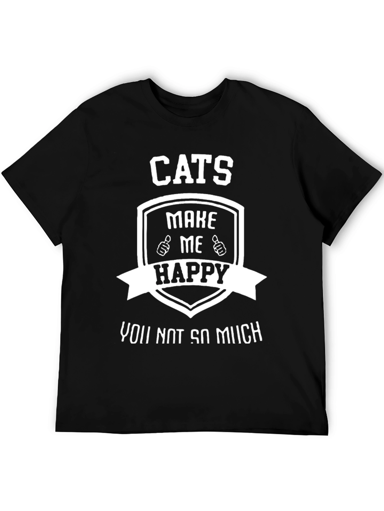 Camiseta Negra con Diseño de Gatos Felices