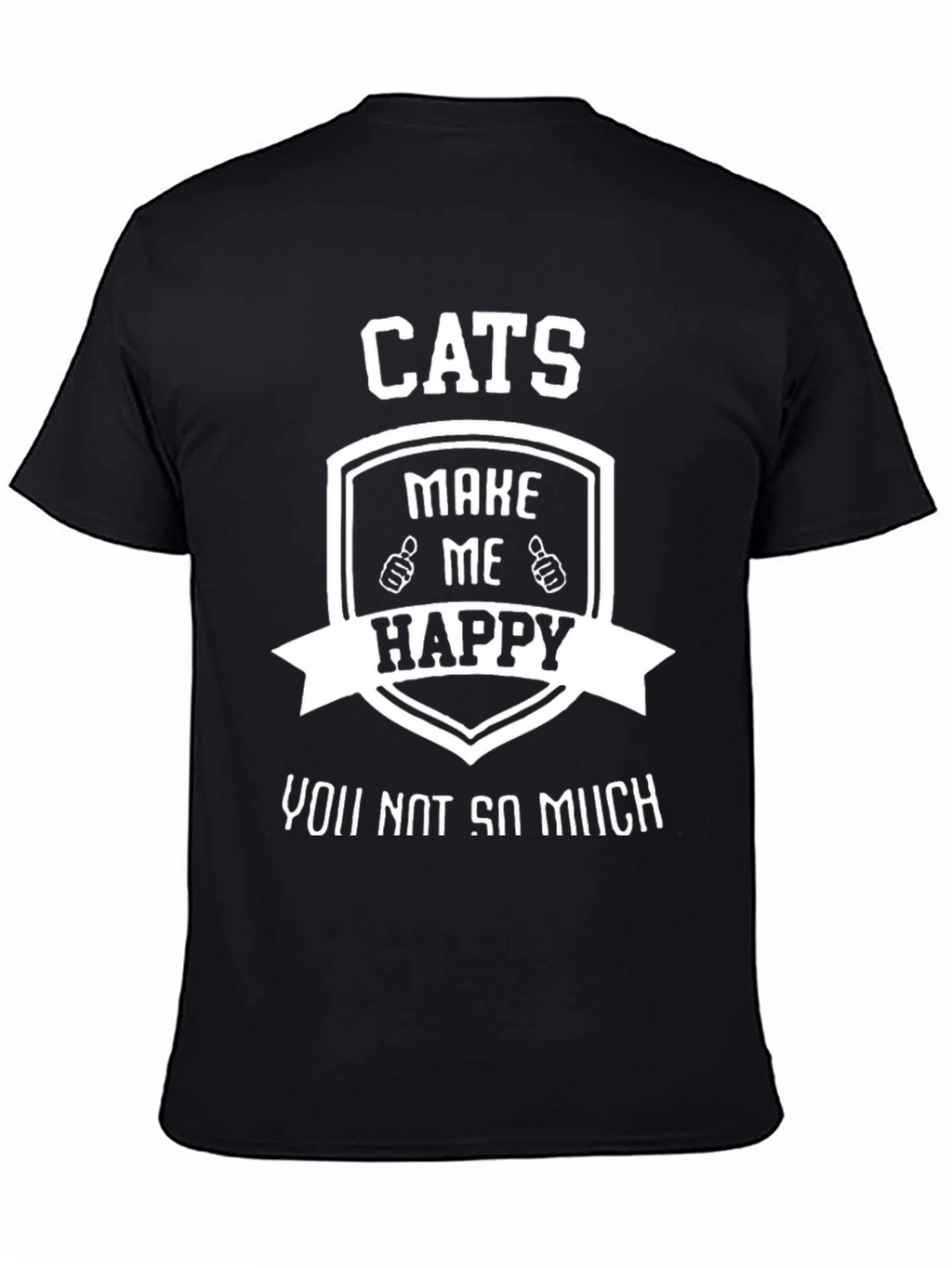 Camiseta Negra con Diseño de Gatos Felices