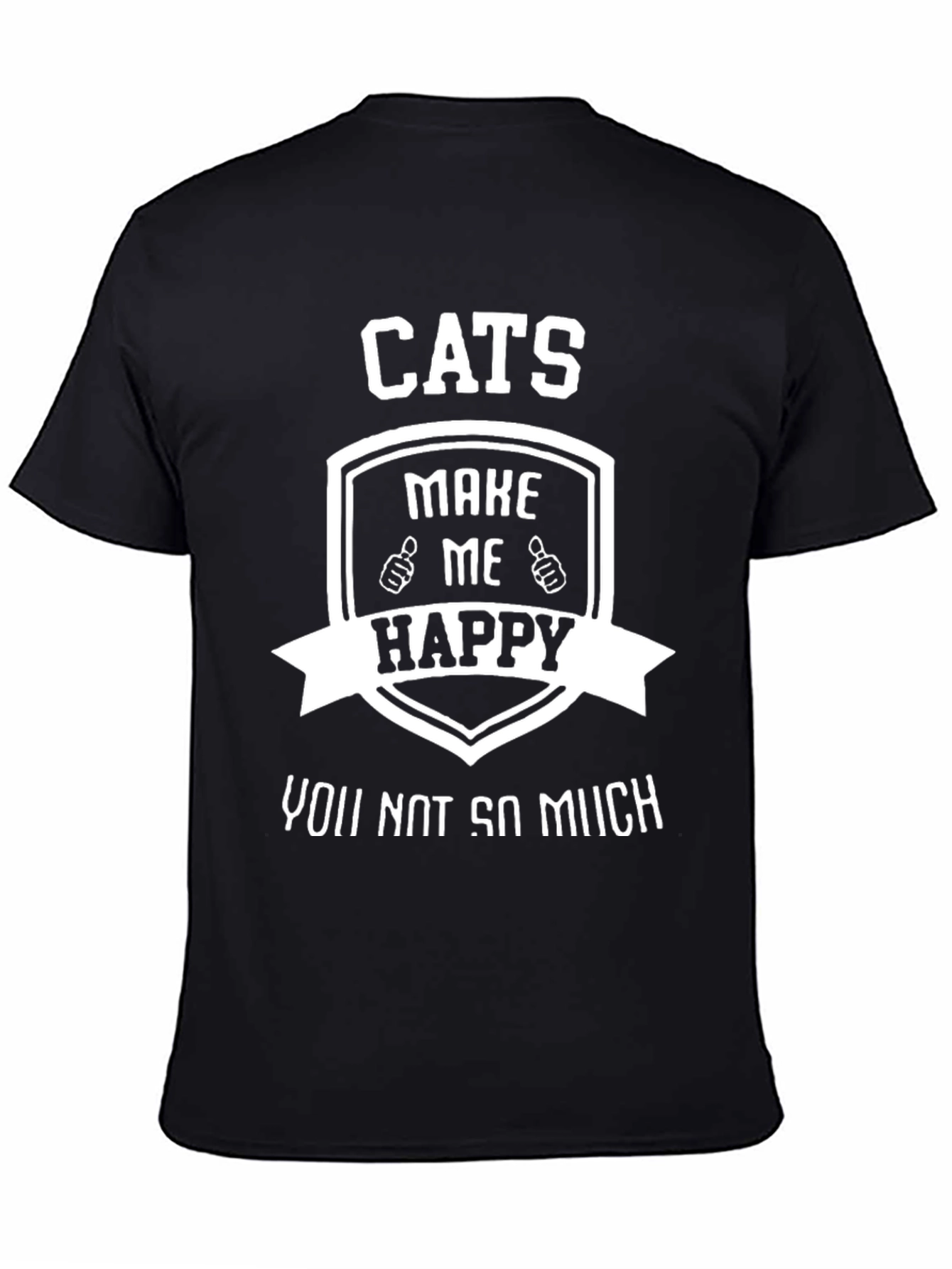 Camiseta Negra con Diseño de Gatos Felices