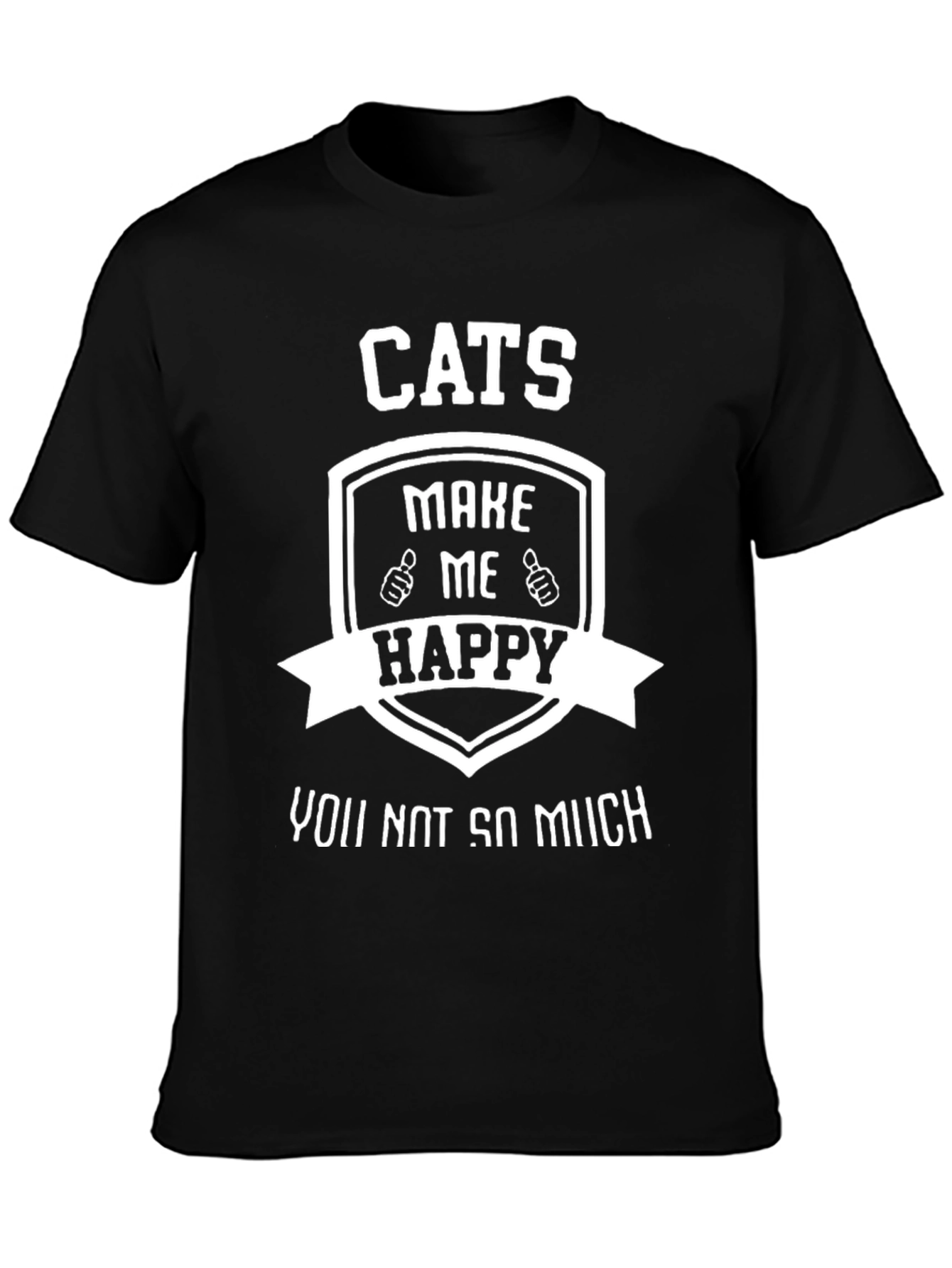 Camiseta Negra con Diseño de Gatos Felices