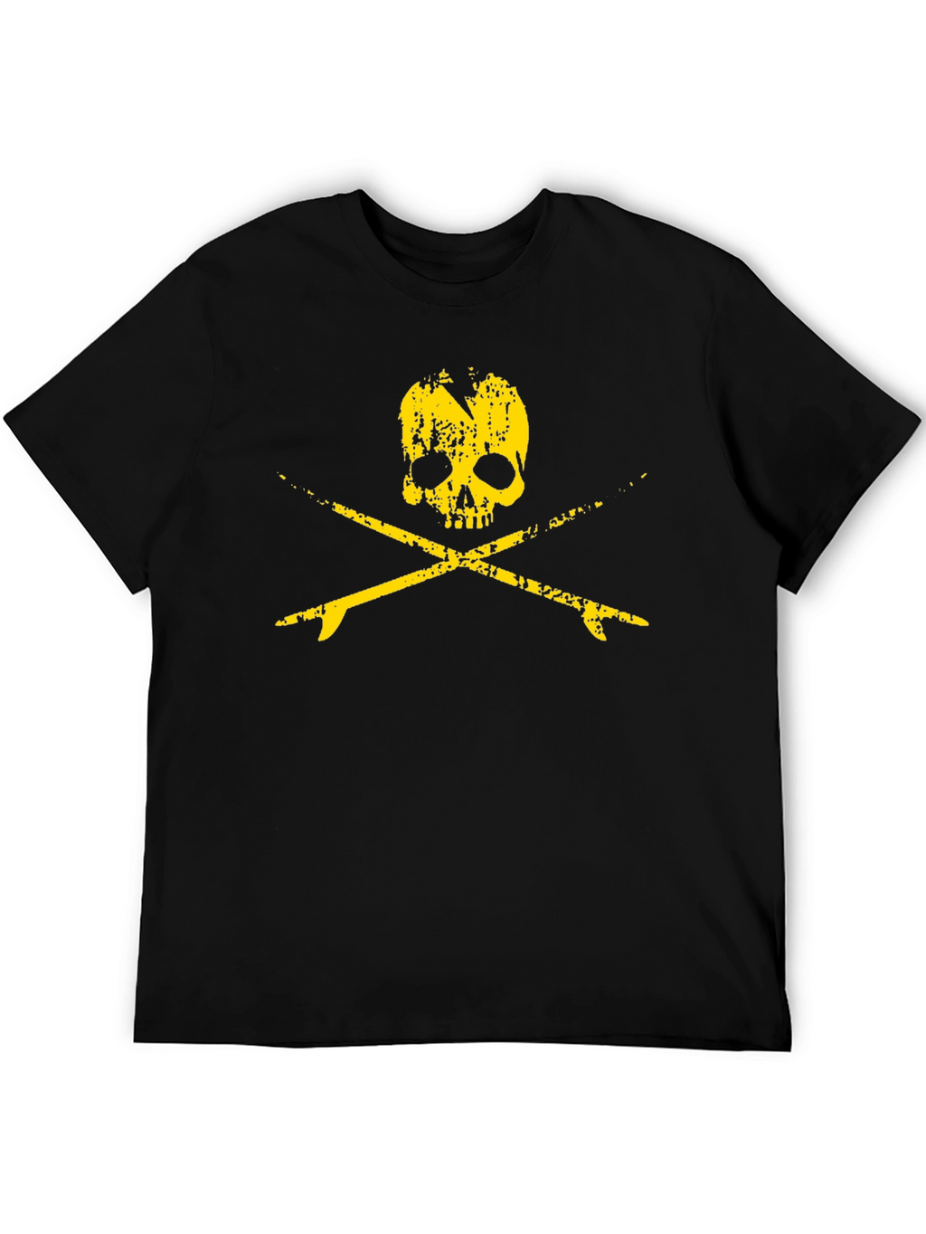 Camiseta Negra Calavera Surfista Hombre Estilo Casual