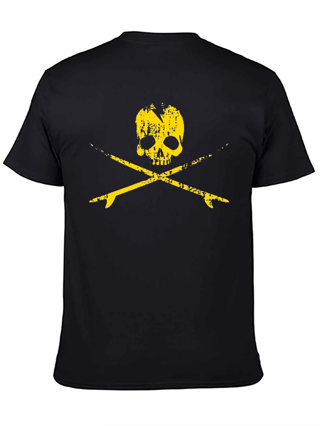 Camiseta Negra Calavera Surfista Hombre Estilo Casual