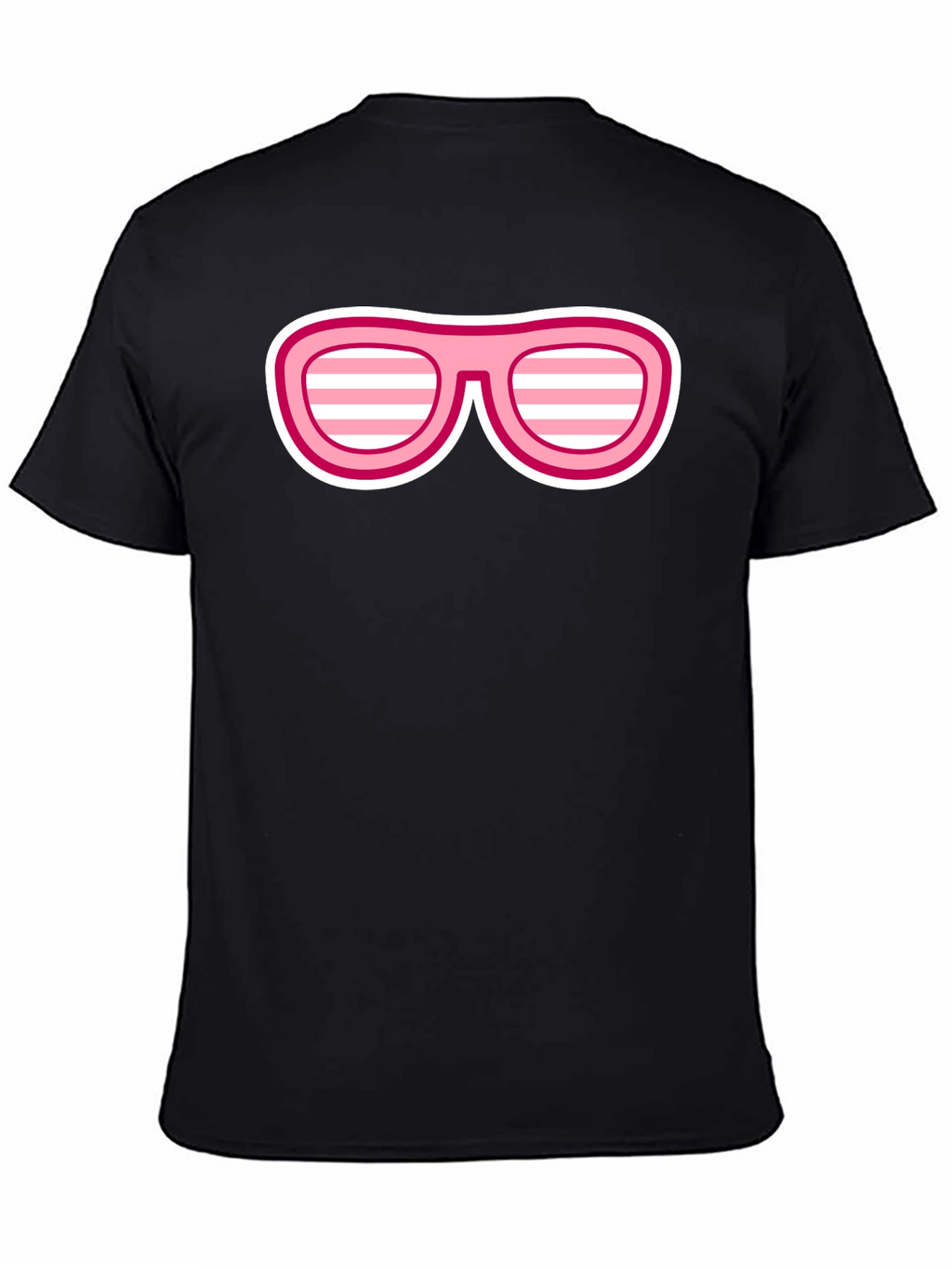 Camiseta Negra con Diseño de Gafas Rosadas