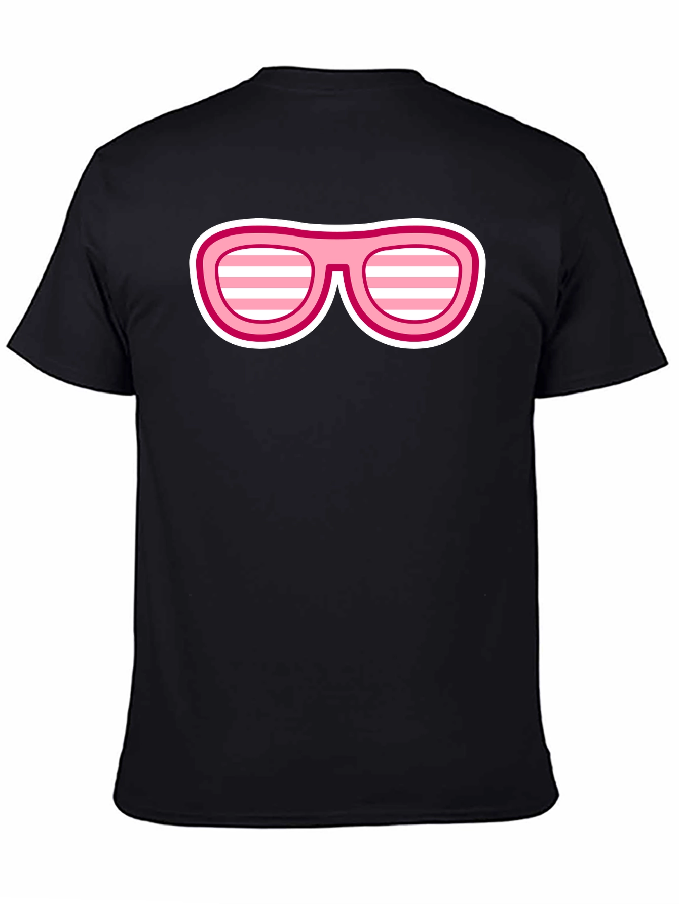 Camiseta Negra con Diseño de Gafas Rosadas