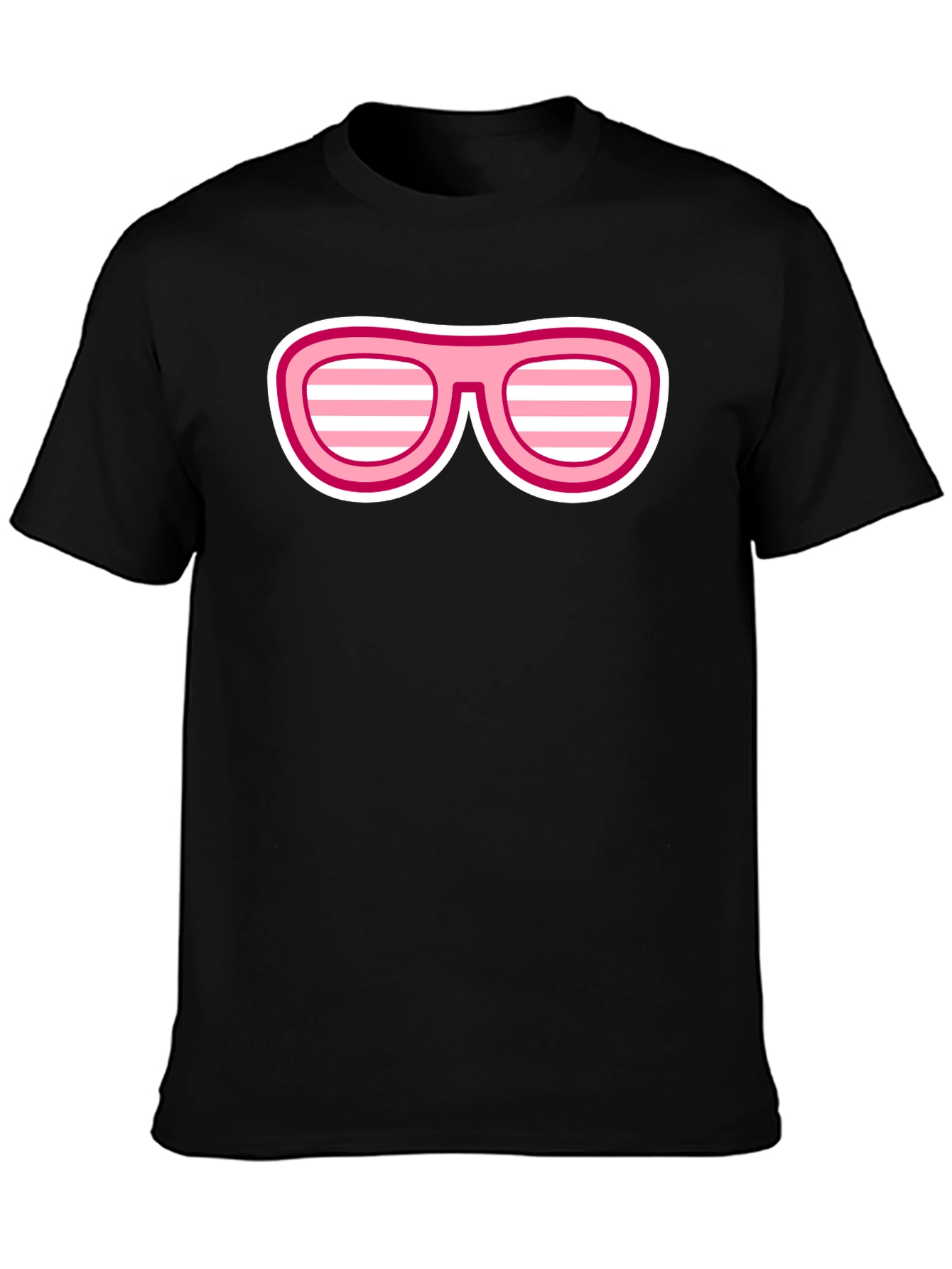 Camiseta Negra con Diseño de Gafas Rosadas