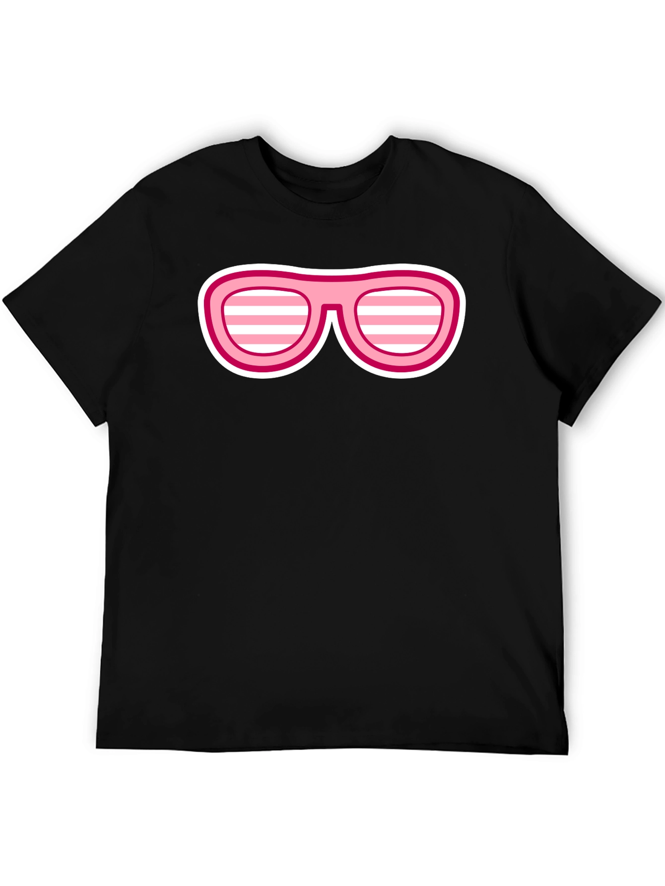 Camiseta Negra con Diseño de Gafas Rosadas