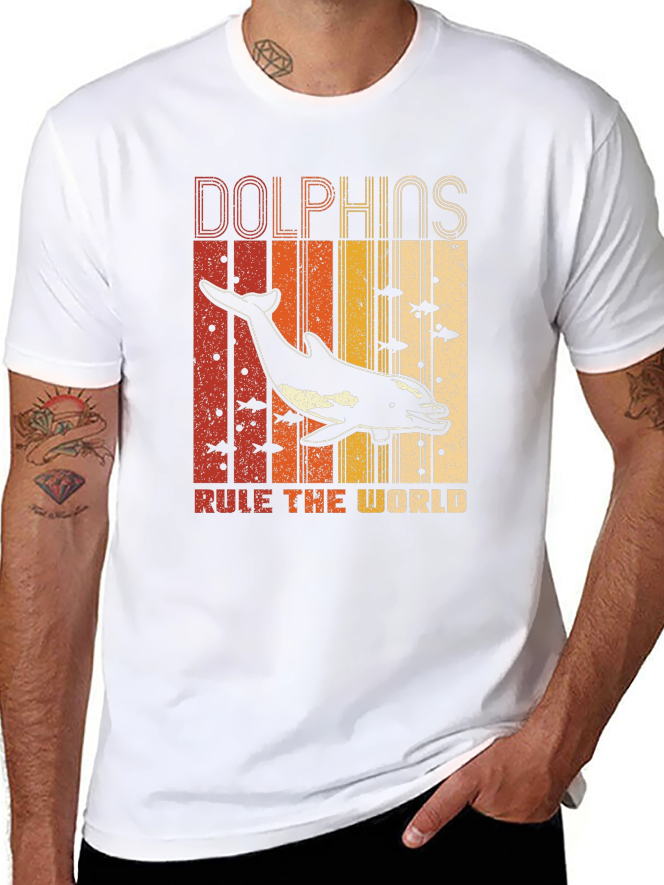 Camiseta Estampada de Delfines Retro