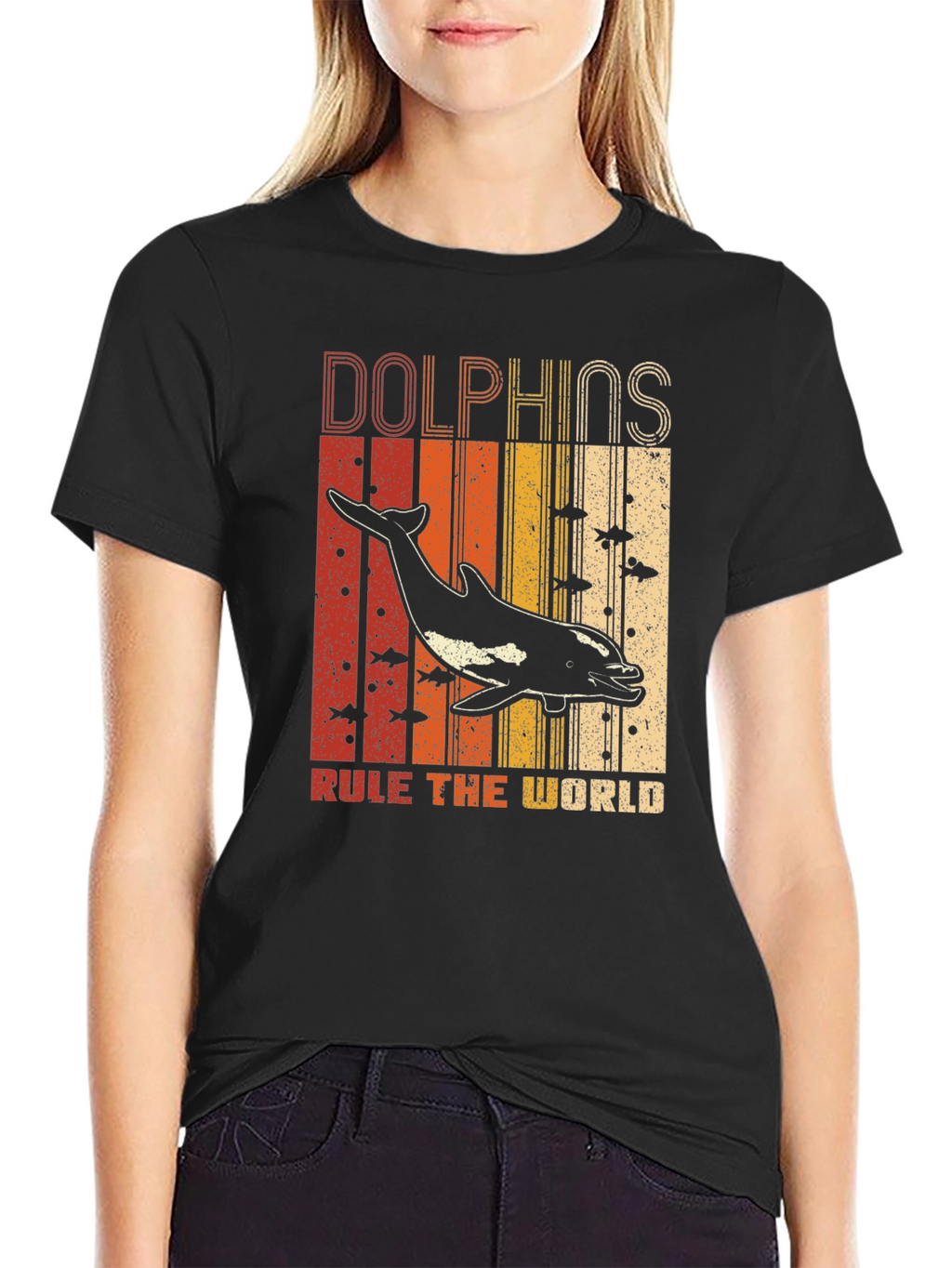 Camiseta Estampada de Delfines Retro