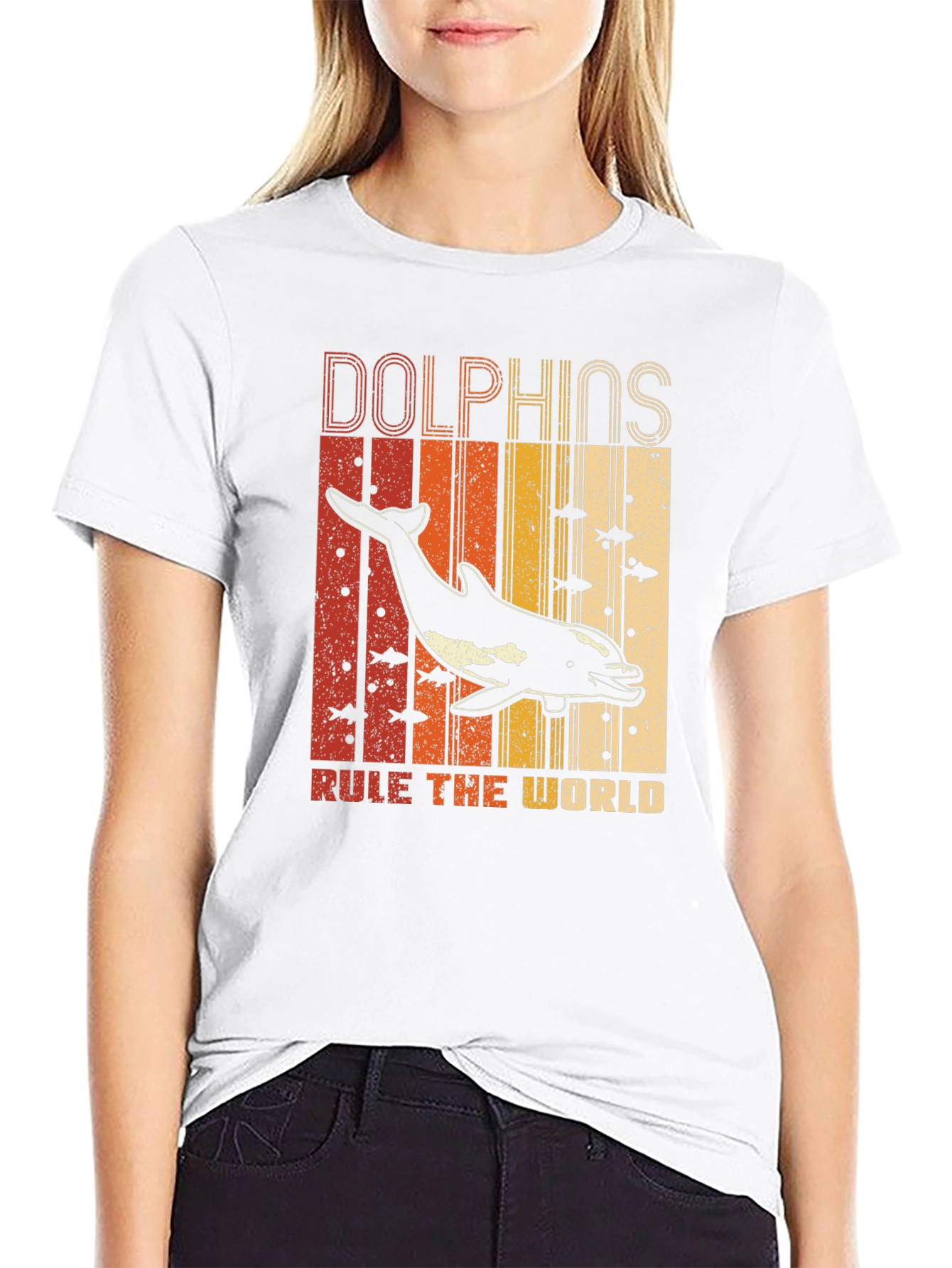 Camiseta Estampada de Delfines Retro