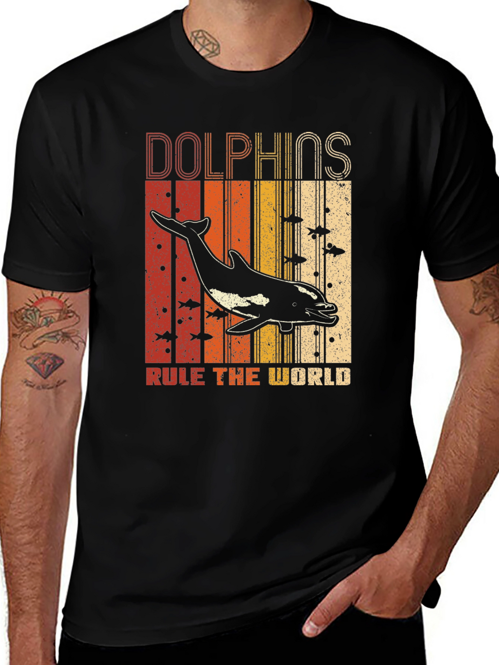 Camiseta Estampada de Delfines Retro