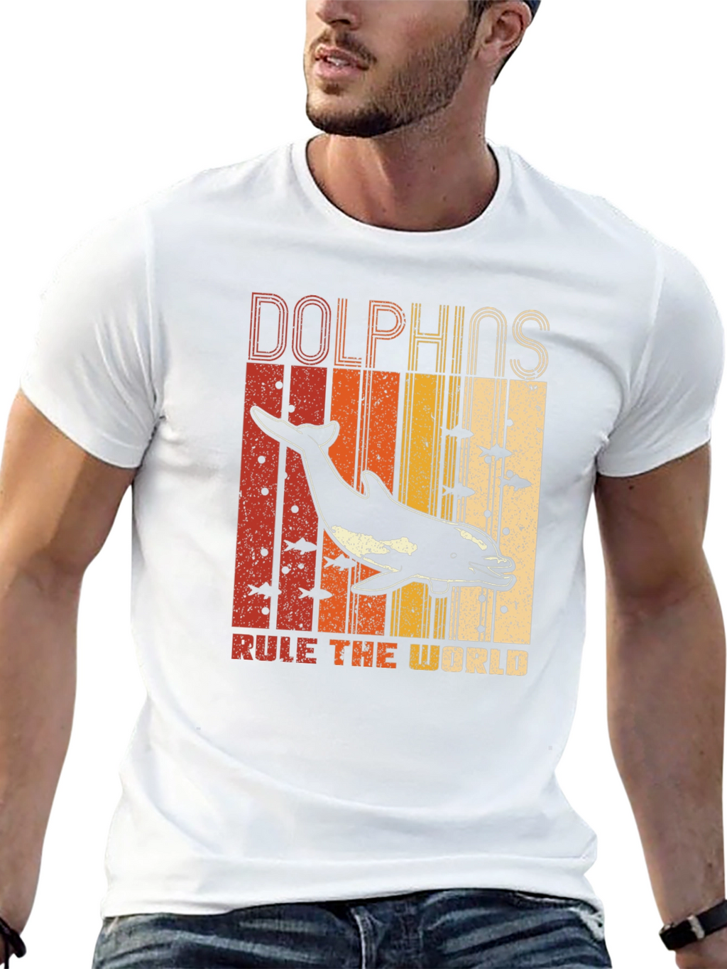 Camiseta Estampada de Delfines Retro