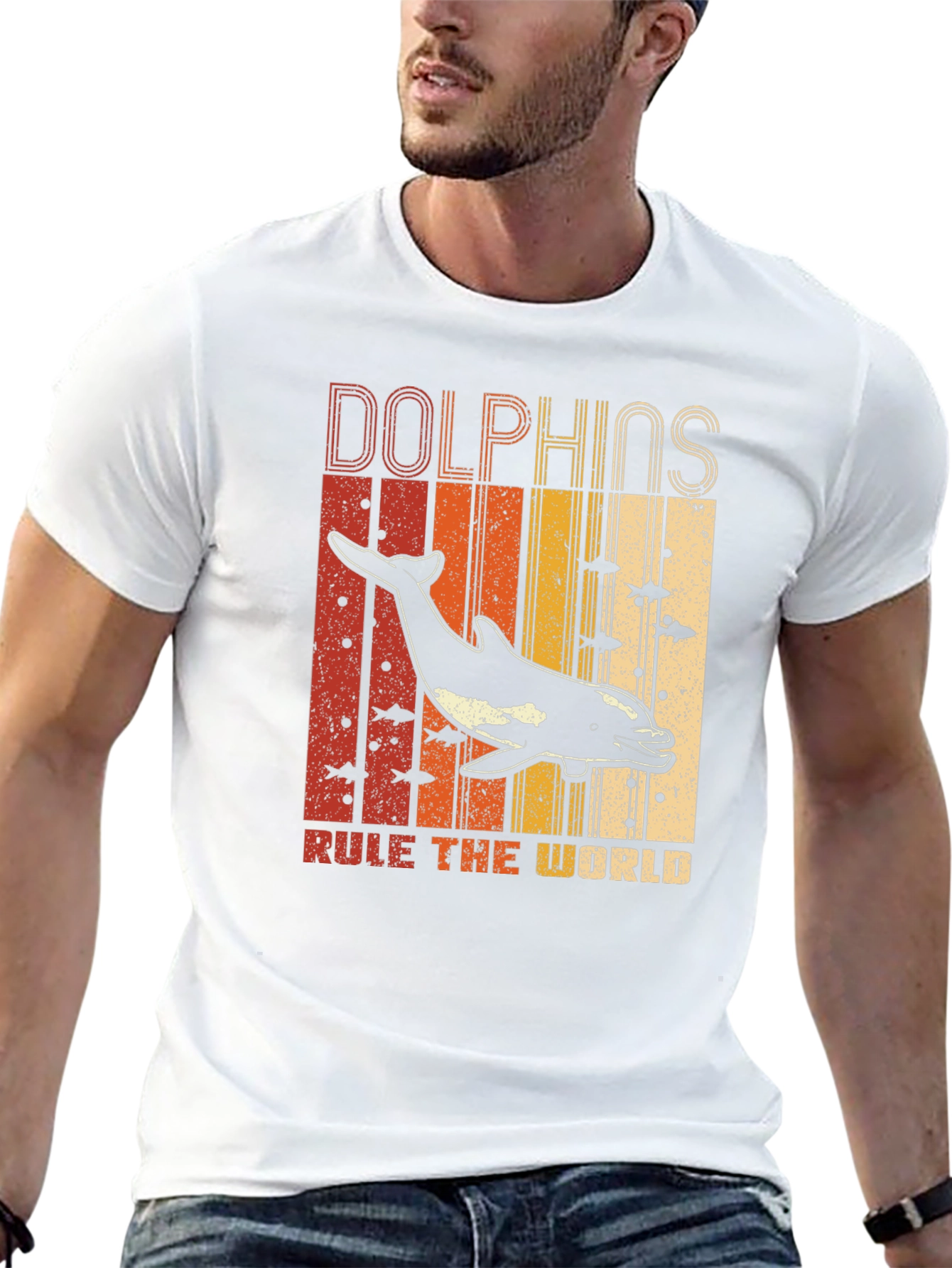 Camiseta Estampada de Delfines Retro