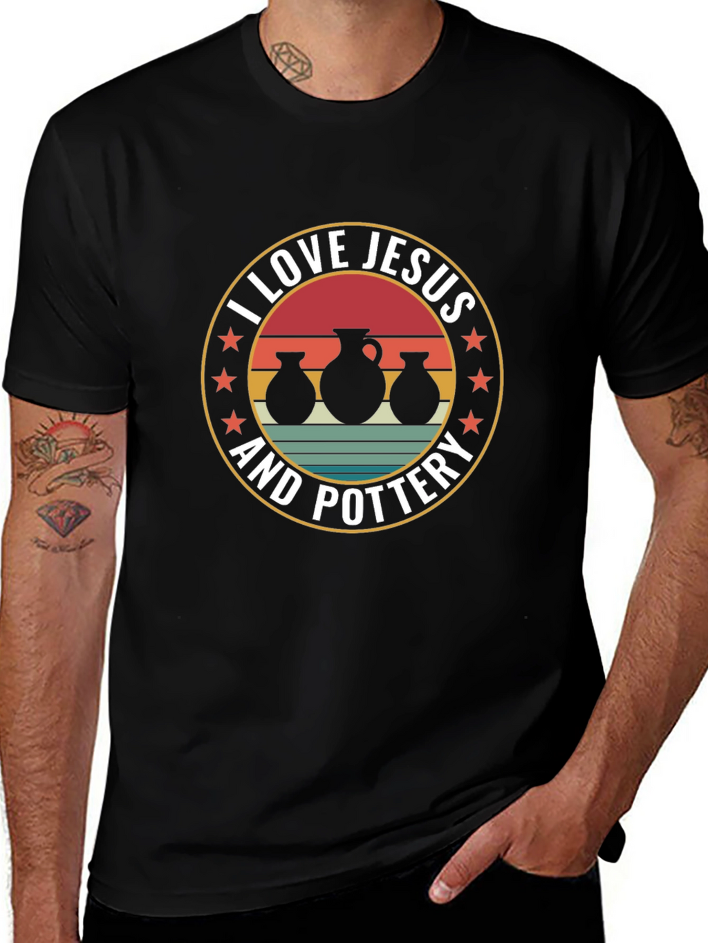 Camiseta Amo a Jesús y la cerámica
