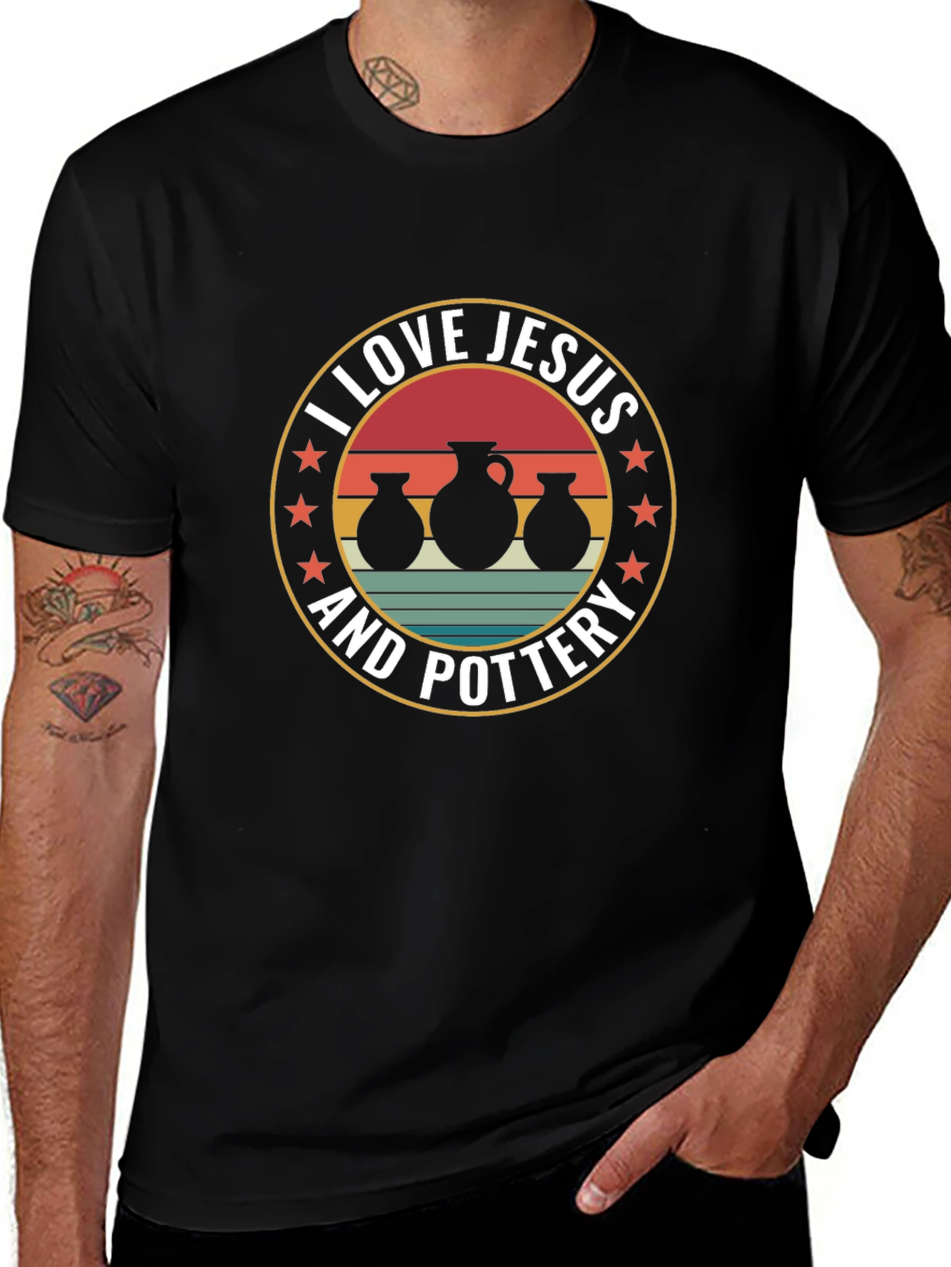 Camiseta Amo a Jesús y la cerámica