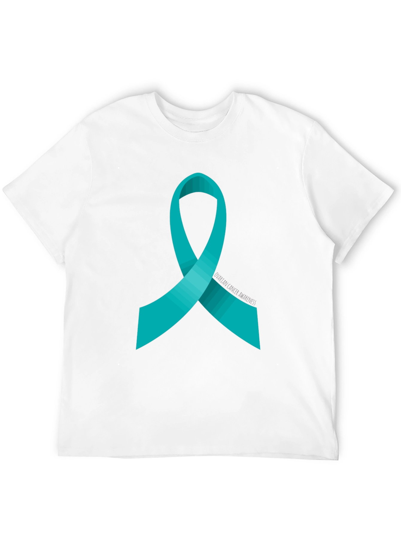 Camiseta Negra con Cinta de Concienciación del Cáncer de Ovario