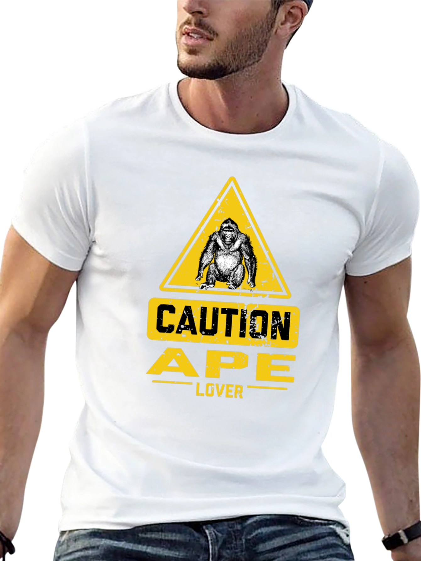 Camiseta Negra Caution Ape Lover para Aficionados a los Monos