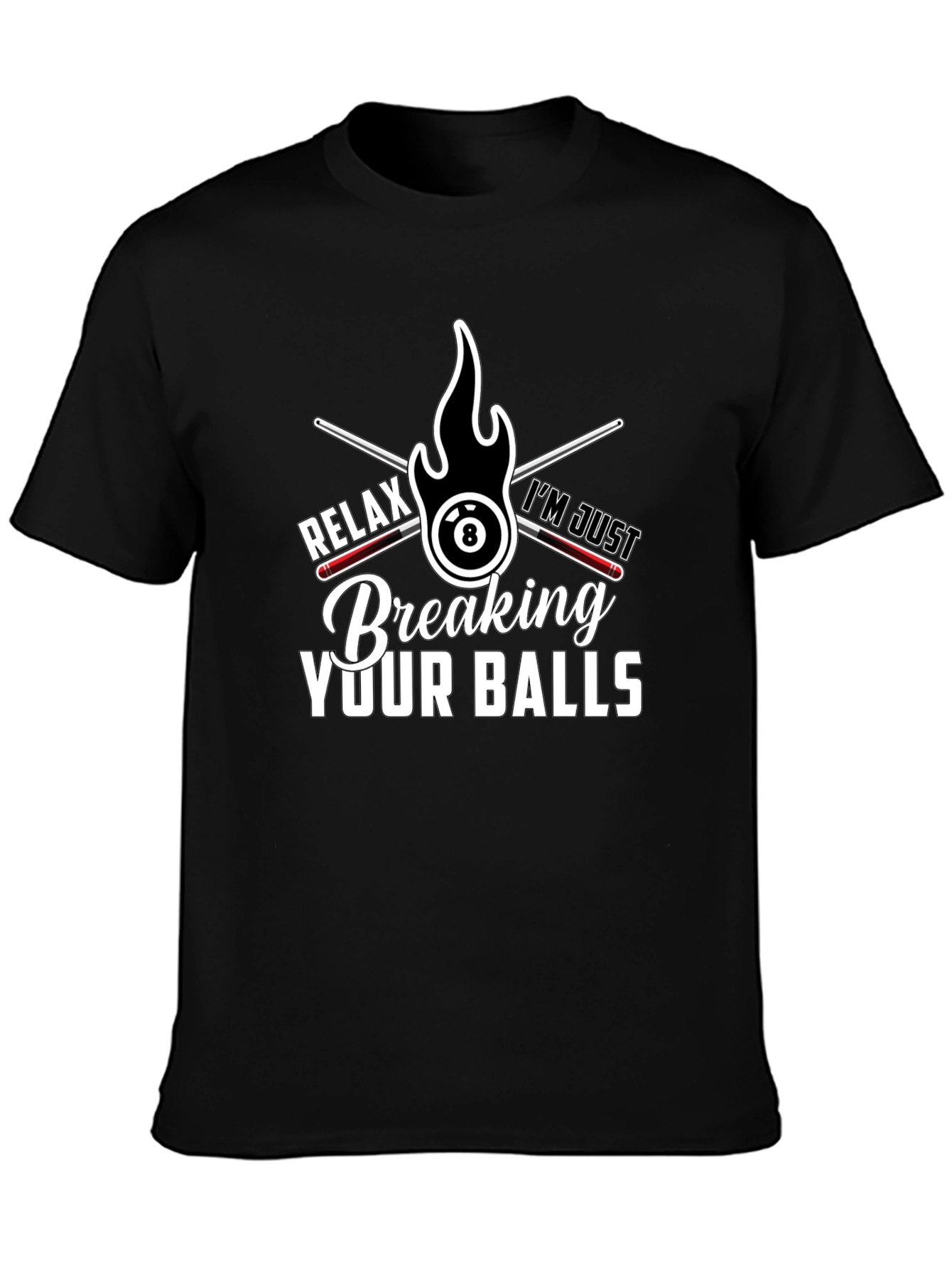 Camiseta Negra Billar Rompiendo Tus Bolas