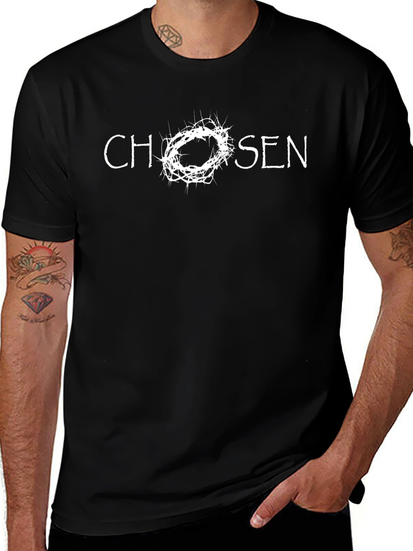 Camiseta Negra Chosen Corona de Espinas