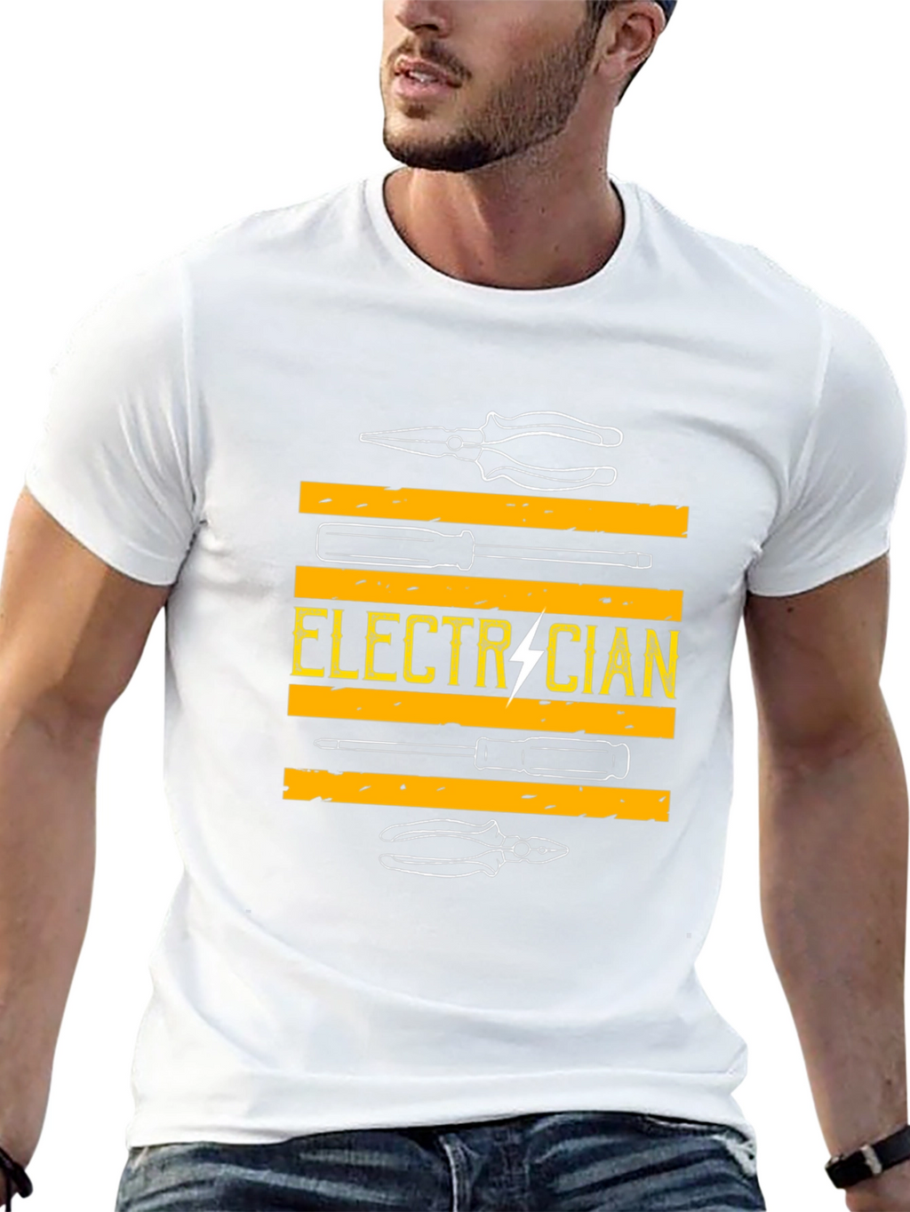 Camiseta Electricista - Diseño Herramientas y Rayo