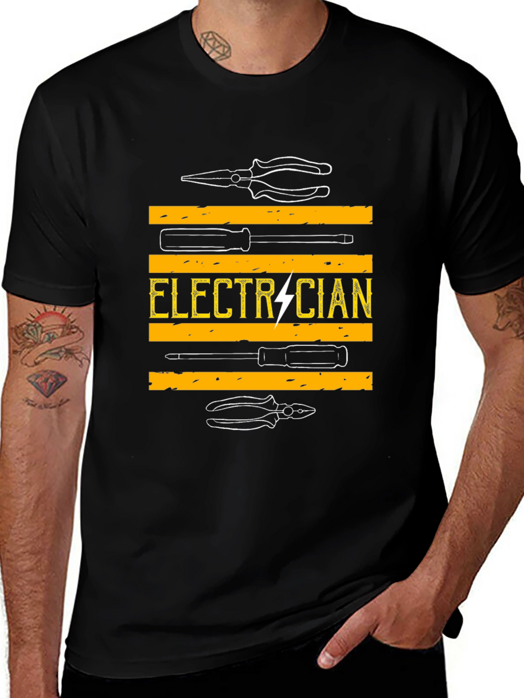 Camiseta Electricista - Diseño Herramientas y Rayo
