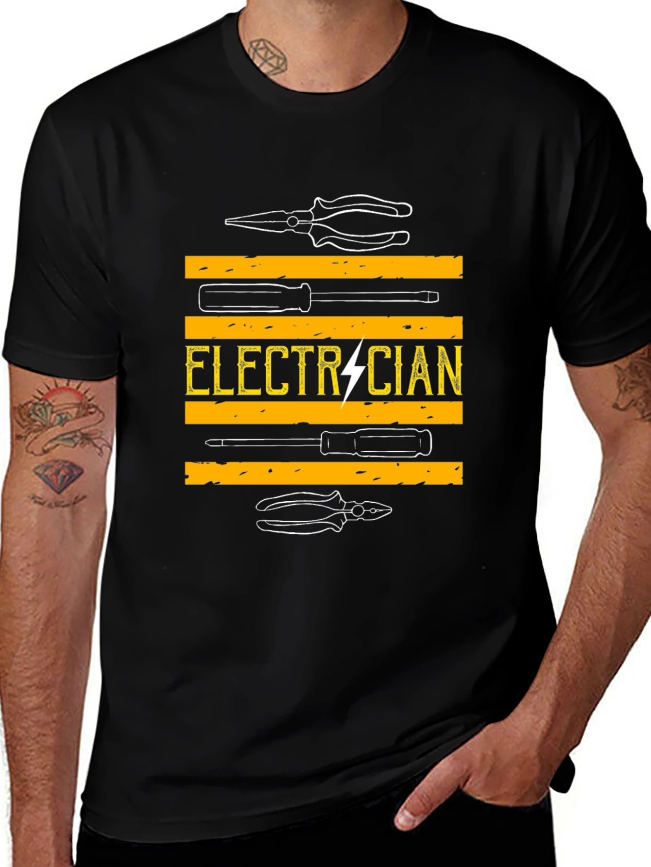 Camiseta Electricista - Diseño Herramientas y Rayo