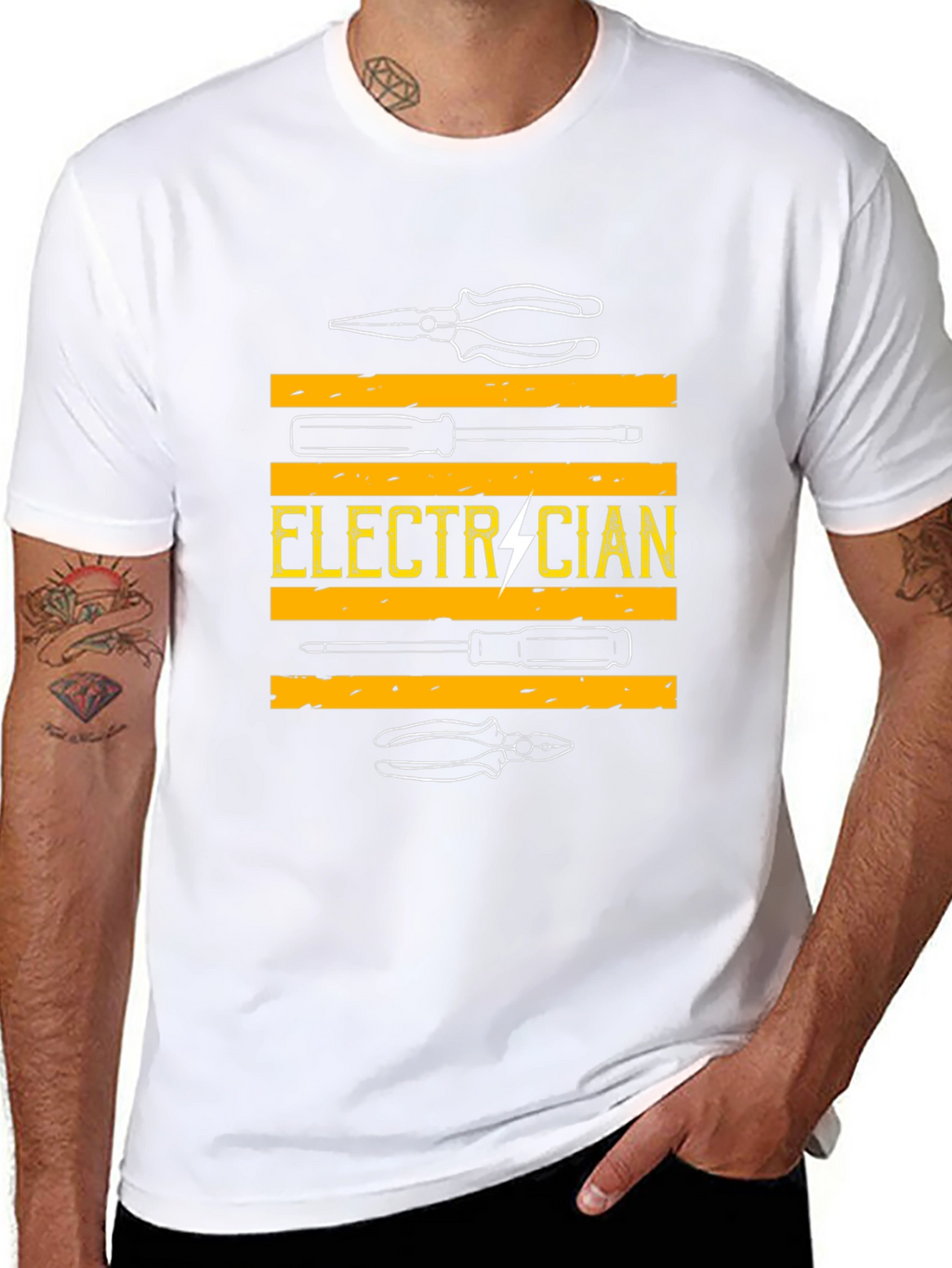 Camiseta Electricista - Diseño Herramientas y Rayo