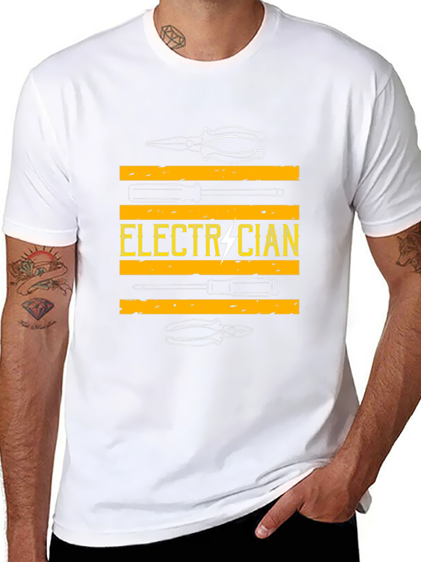 Camiseta Electricista - Diseño Herramientas y Rayo