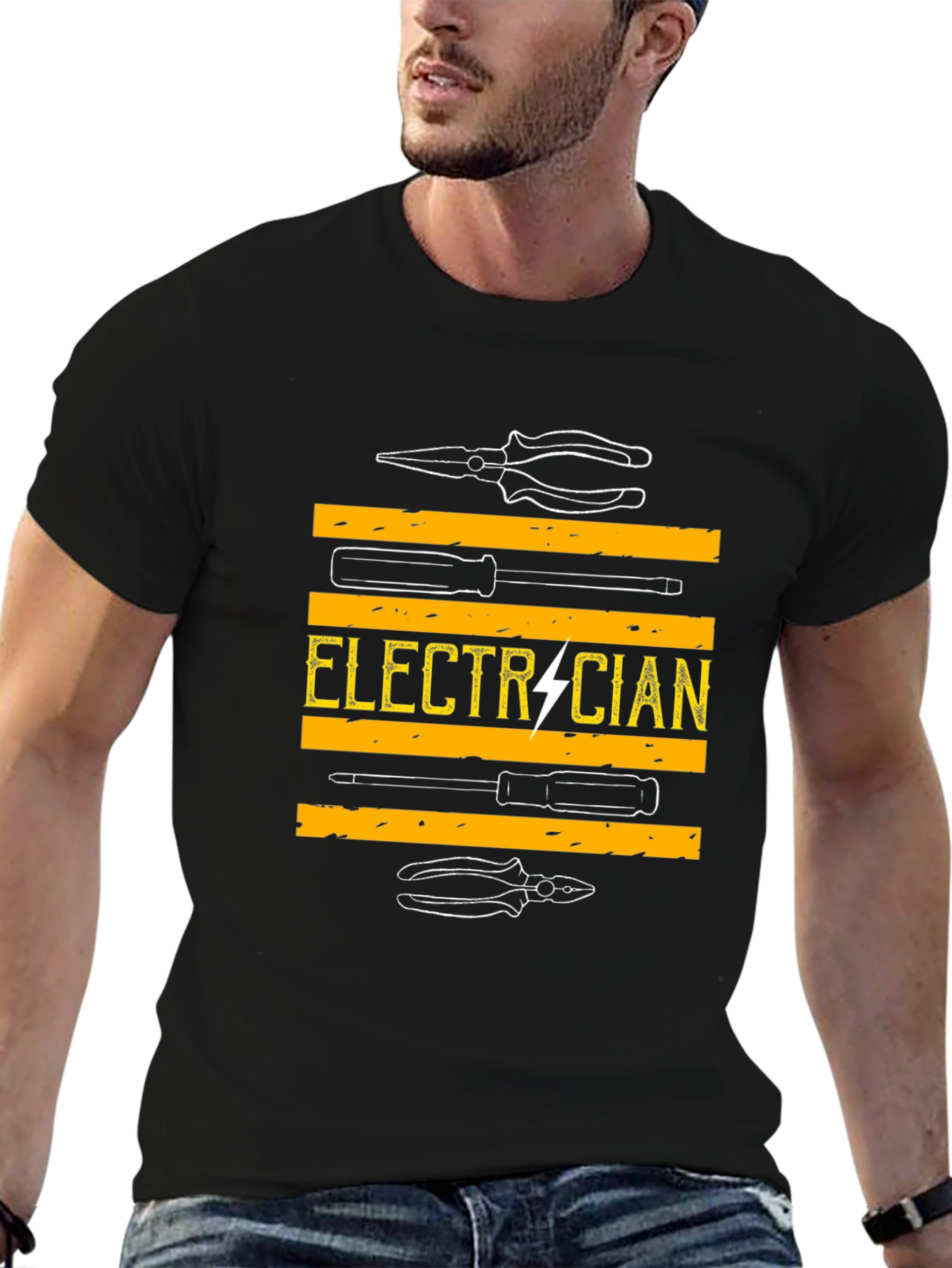 Camiseta Electricista - Diseño Herramientas y Rayo