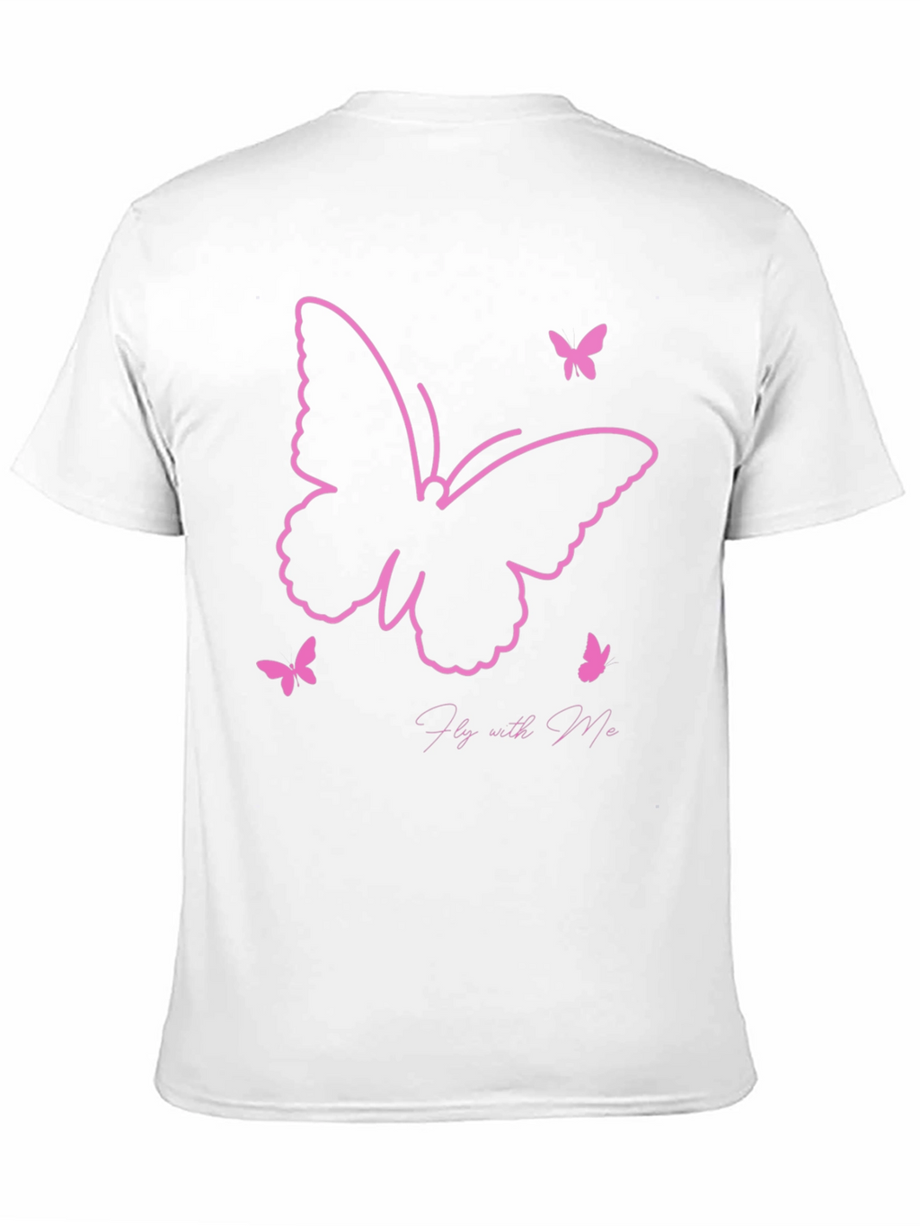 Camiseta Negra con Diseño de Mariposas Rosadas