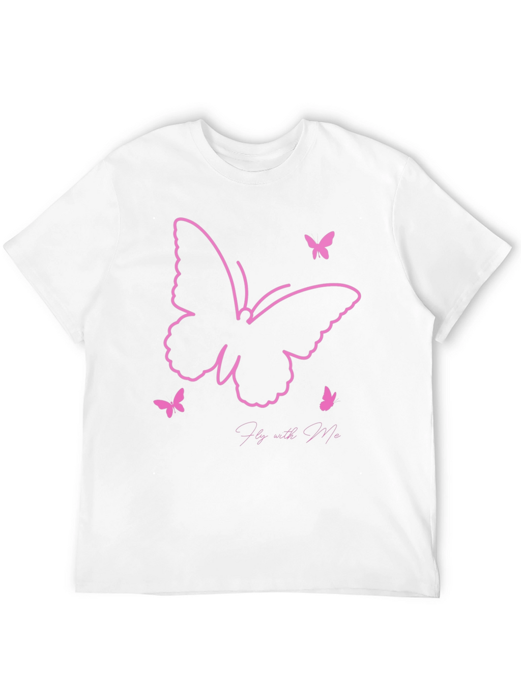 Camiseta Negra con Diseño de Mariposas Rosadas