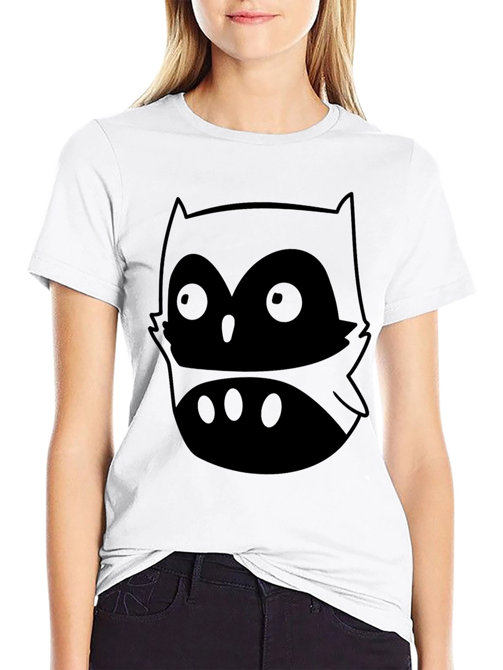 Camiseta Negra con Diseño de Búho