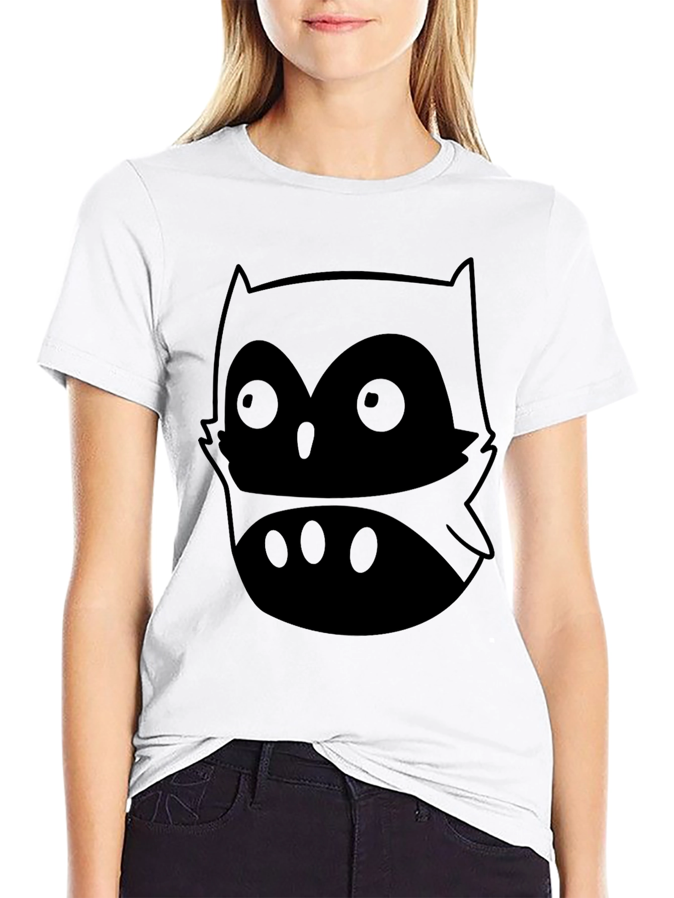 Camiseta Negra con Diseño de Búho