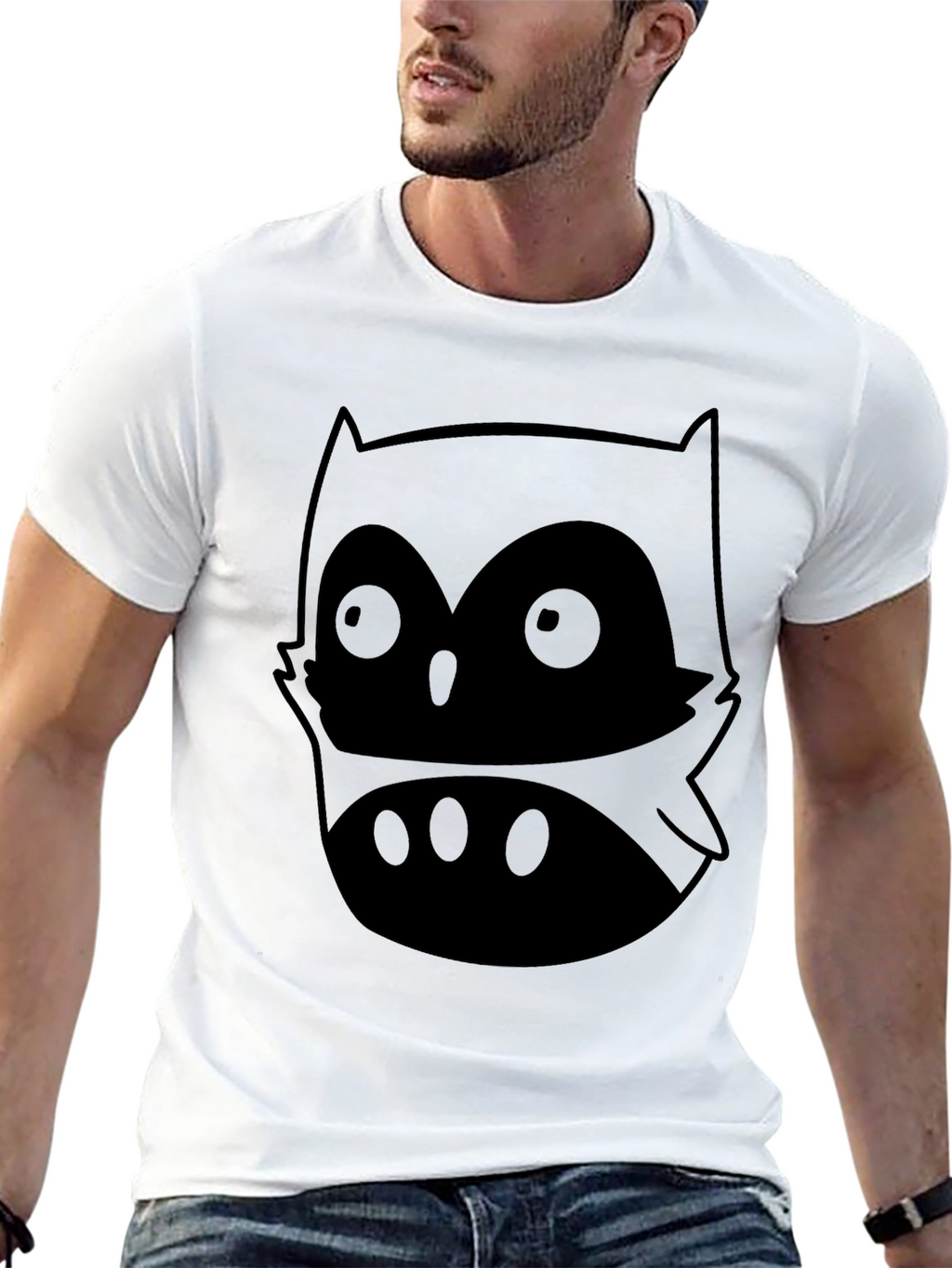 Camiseta Negra con Diseño de Búho