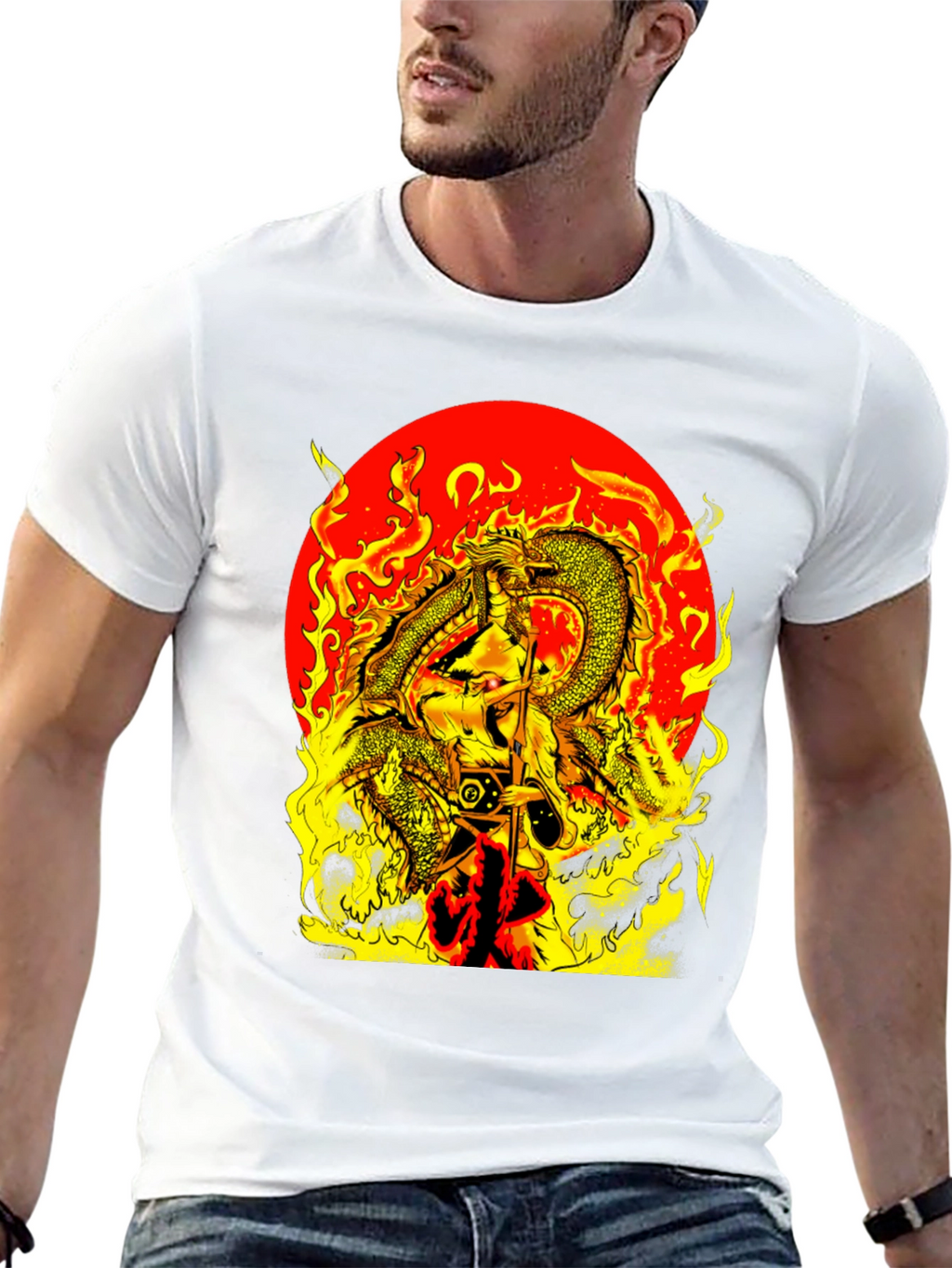 Camiseta Dragón Guerrero en Llamas
