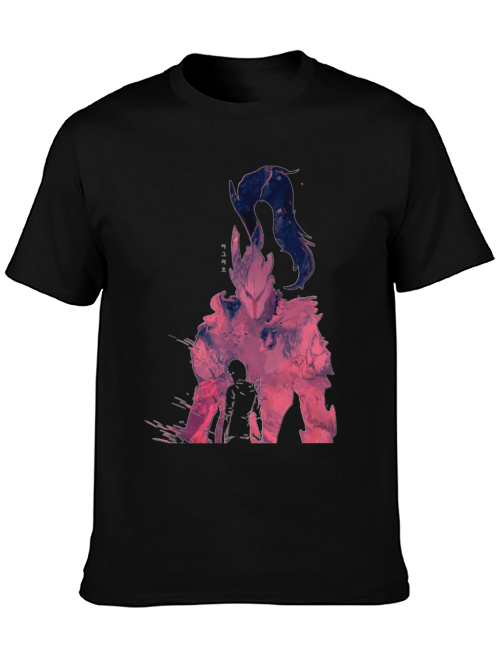 Camiseta Negra con Diseño Abstracto Anime