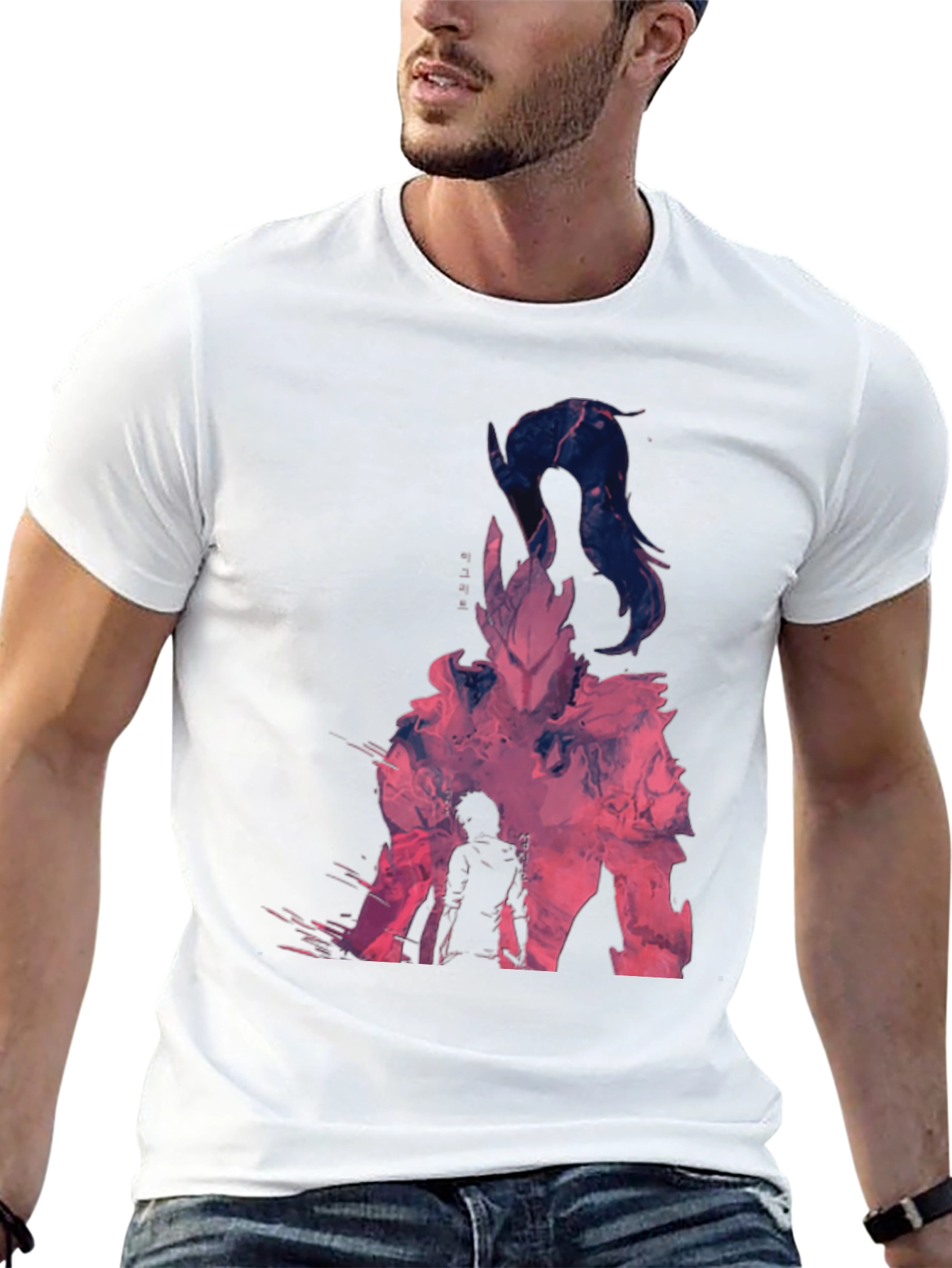 Camiseta Negra con Diseño Abstracto Anime