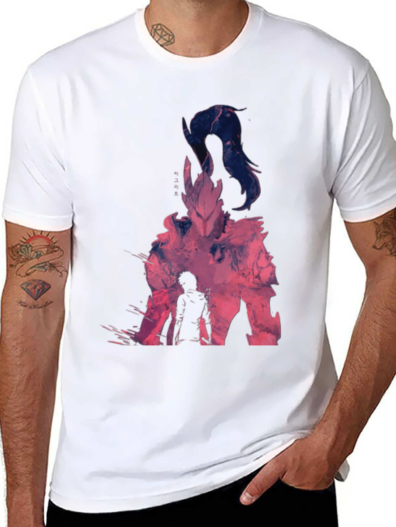 Camiseta Negra con Diseño Abstracto Anime