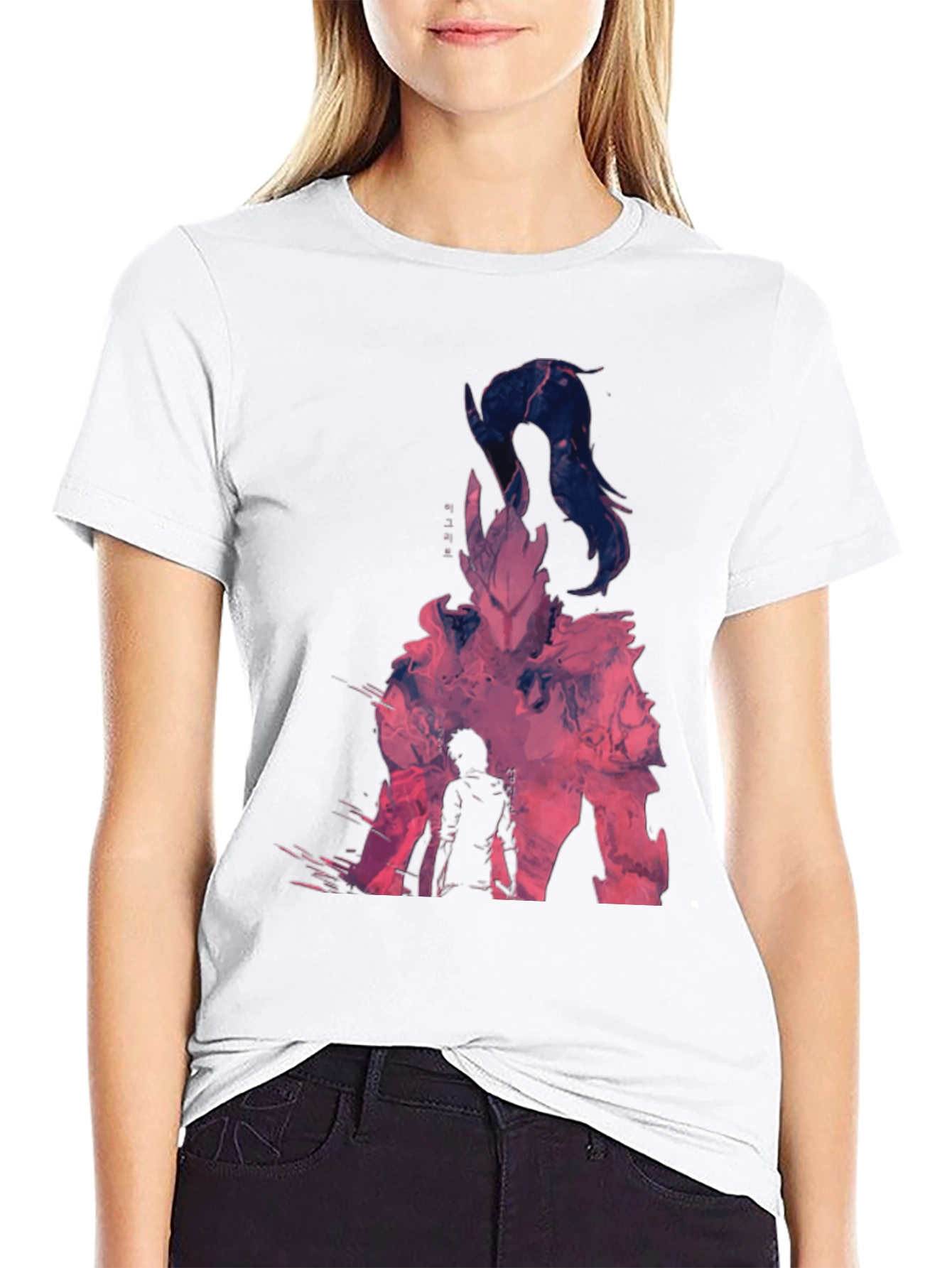 Camiseta Negra con Diseño Abstracto Anime