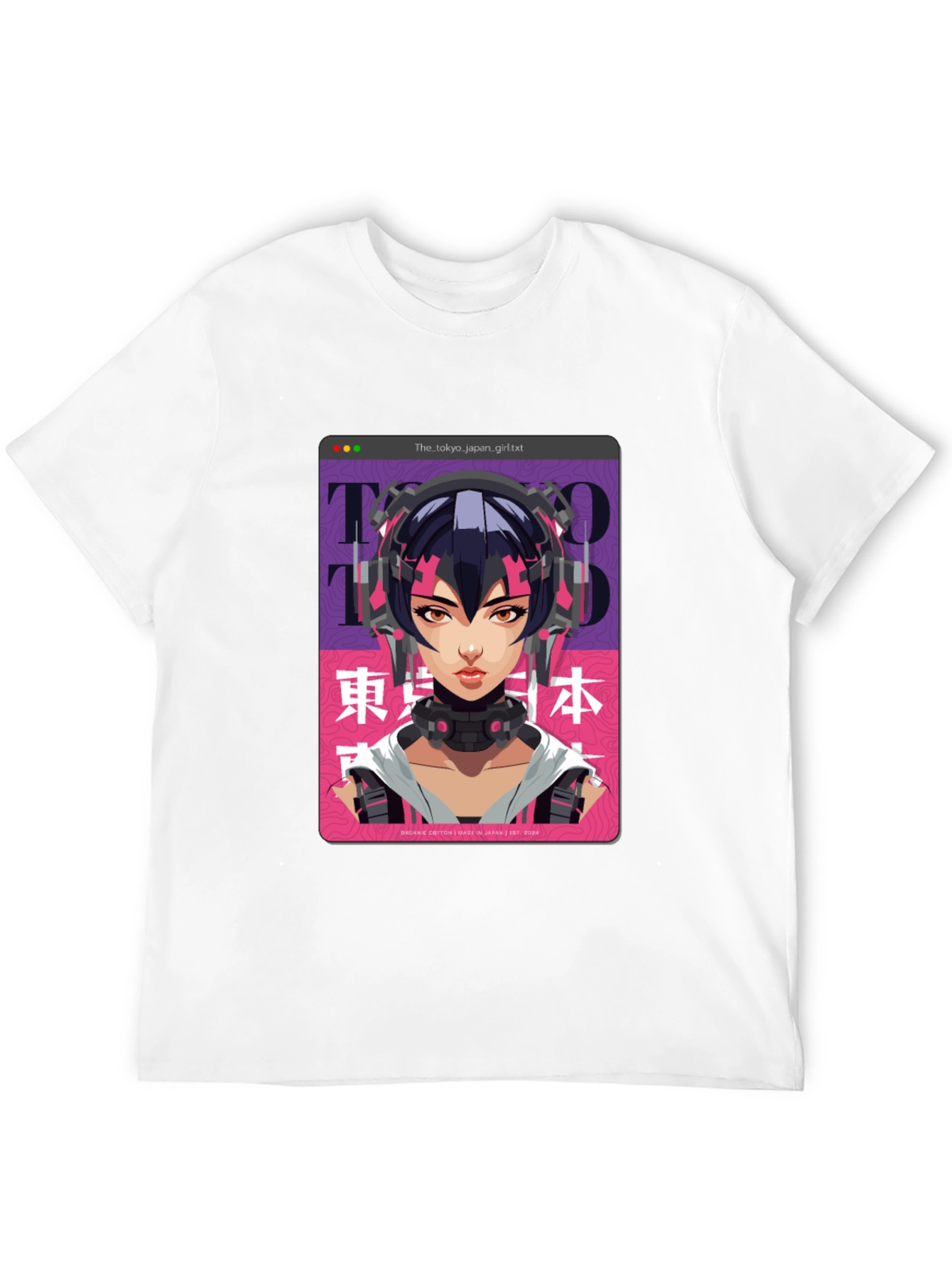 Camiseta Negra con Diseño Anime Cyberpunk Tokio