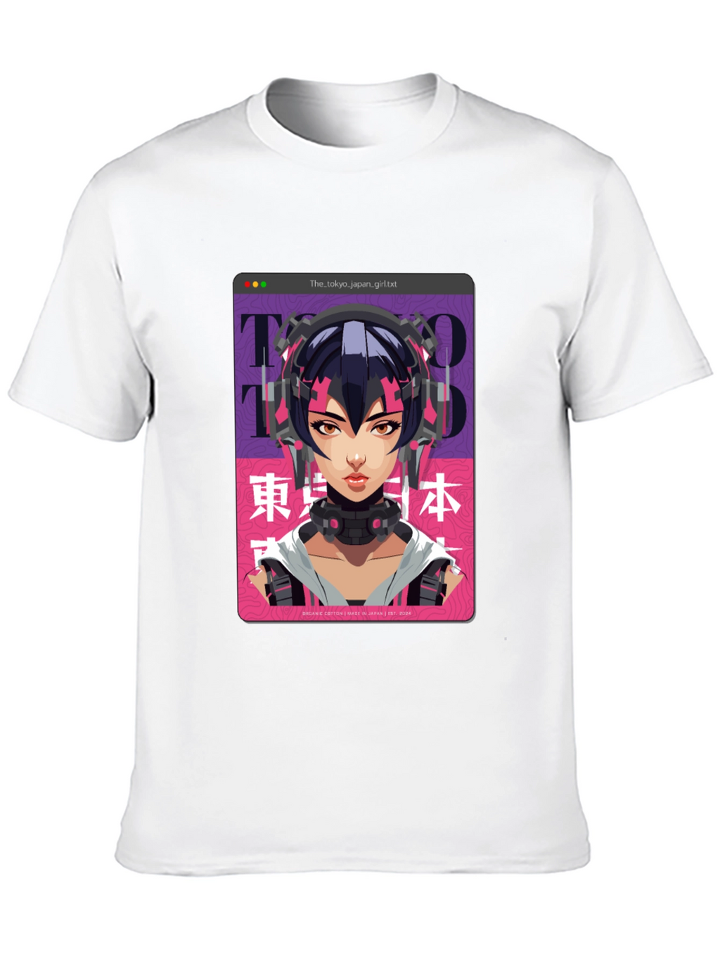 Camiseta Negra con Diseño Anime Cyberpunk Tokio