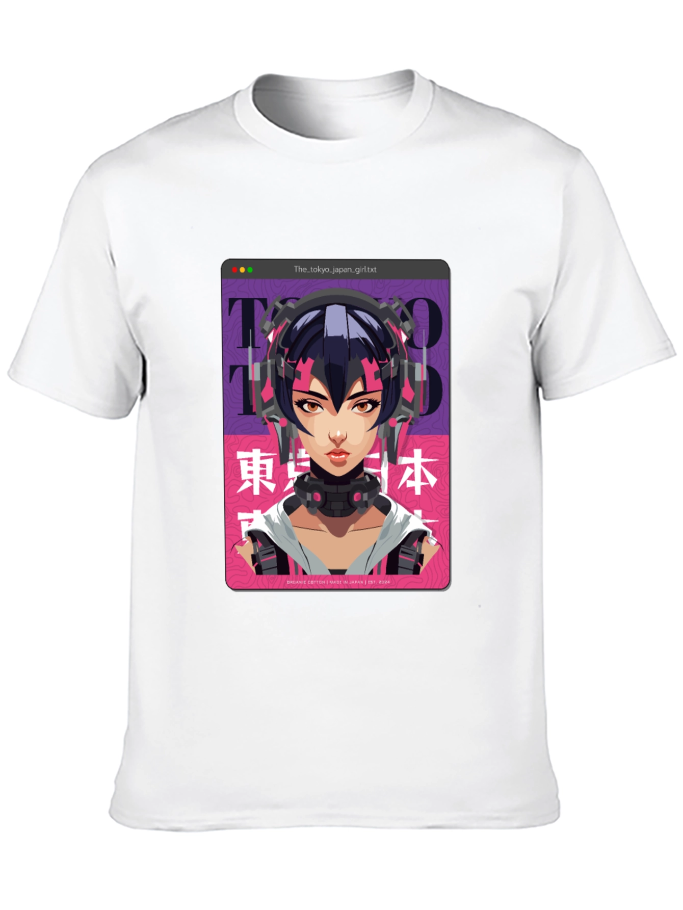 Camiseta Negra con Diseño Anime Cyberpunk Tokio
