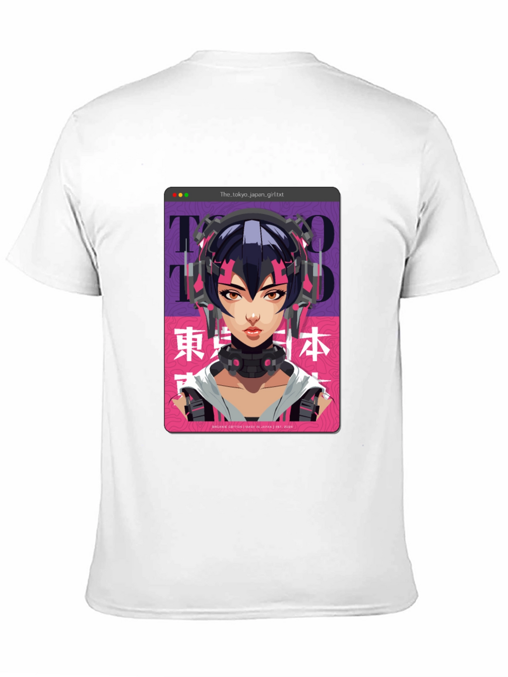 Camiseta Negra con Diseño Anime Cyberpunk Tokio